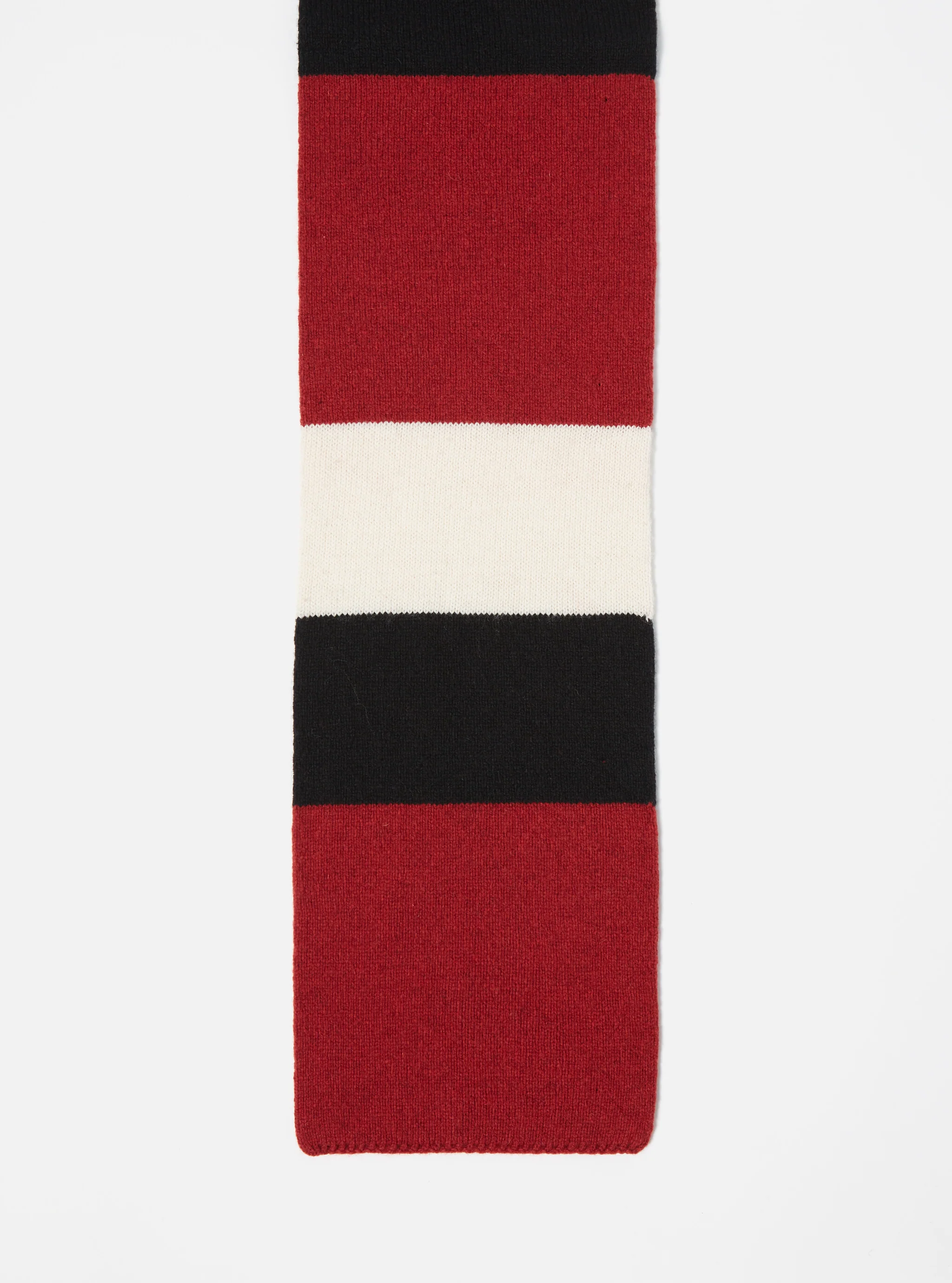 Black/Red/Ecru Soft Wool Deluxe Football Scarf - Image 2