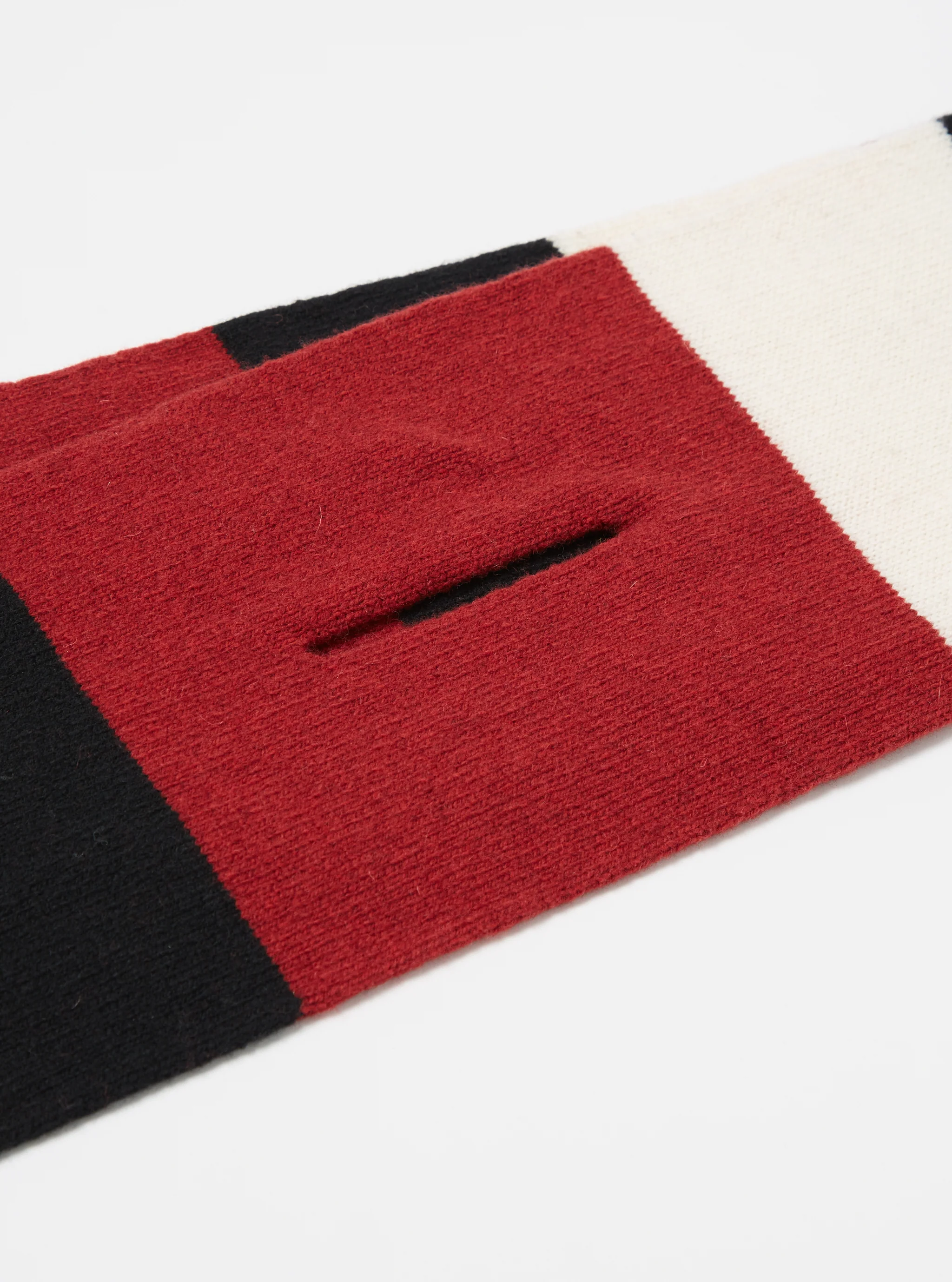 Black/Red/Ecru Soft Wool Deluxe Football Scarf - Image 3