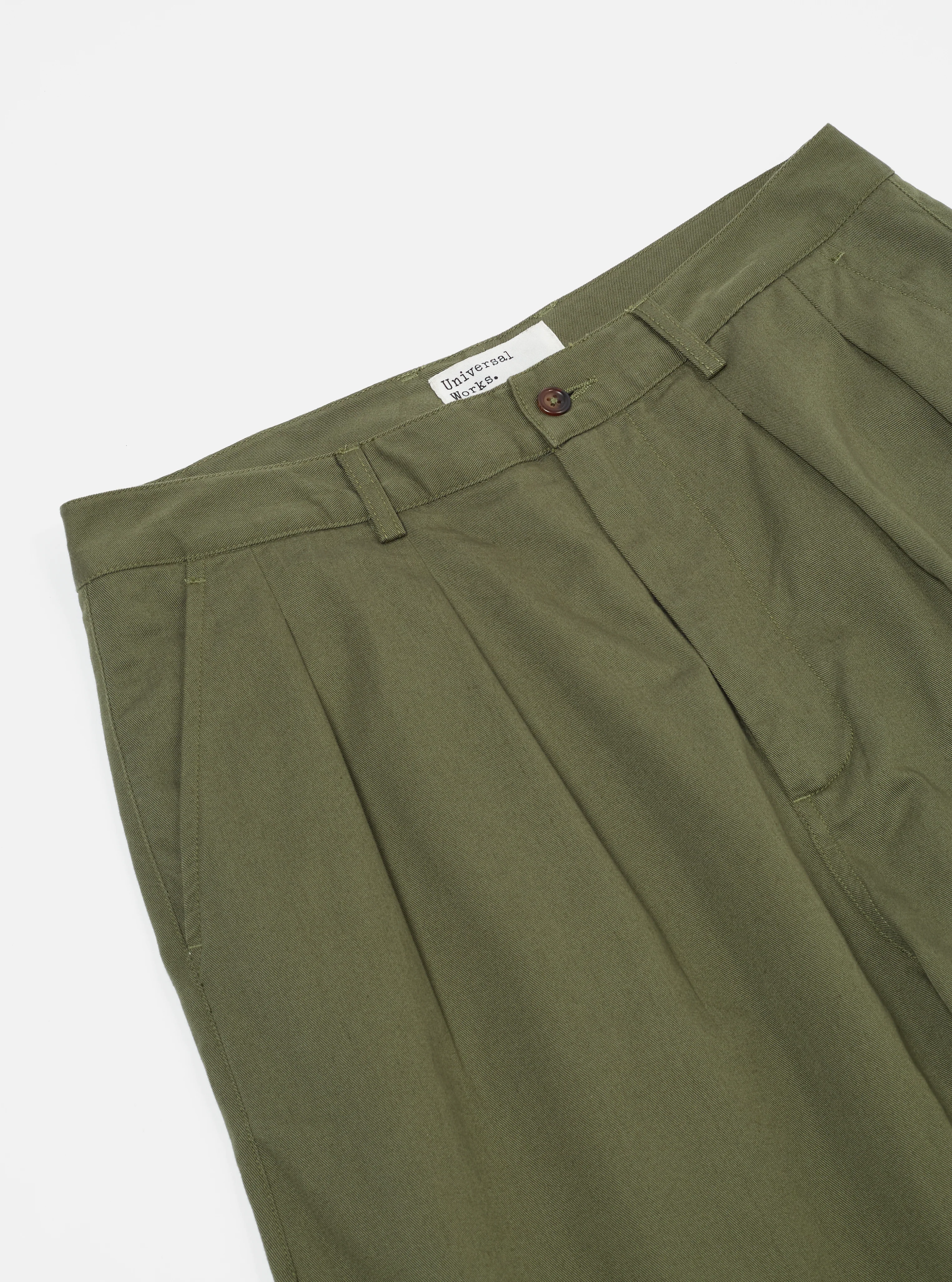 Light Olive Twill Double Pleat Pant - Image 4