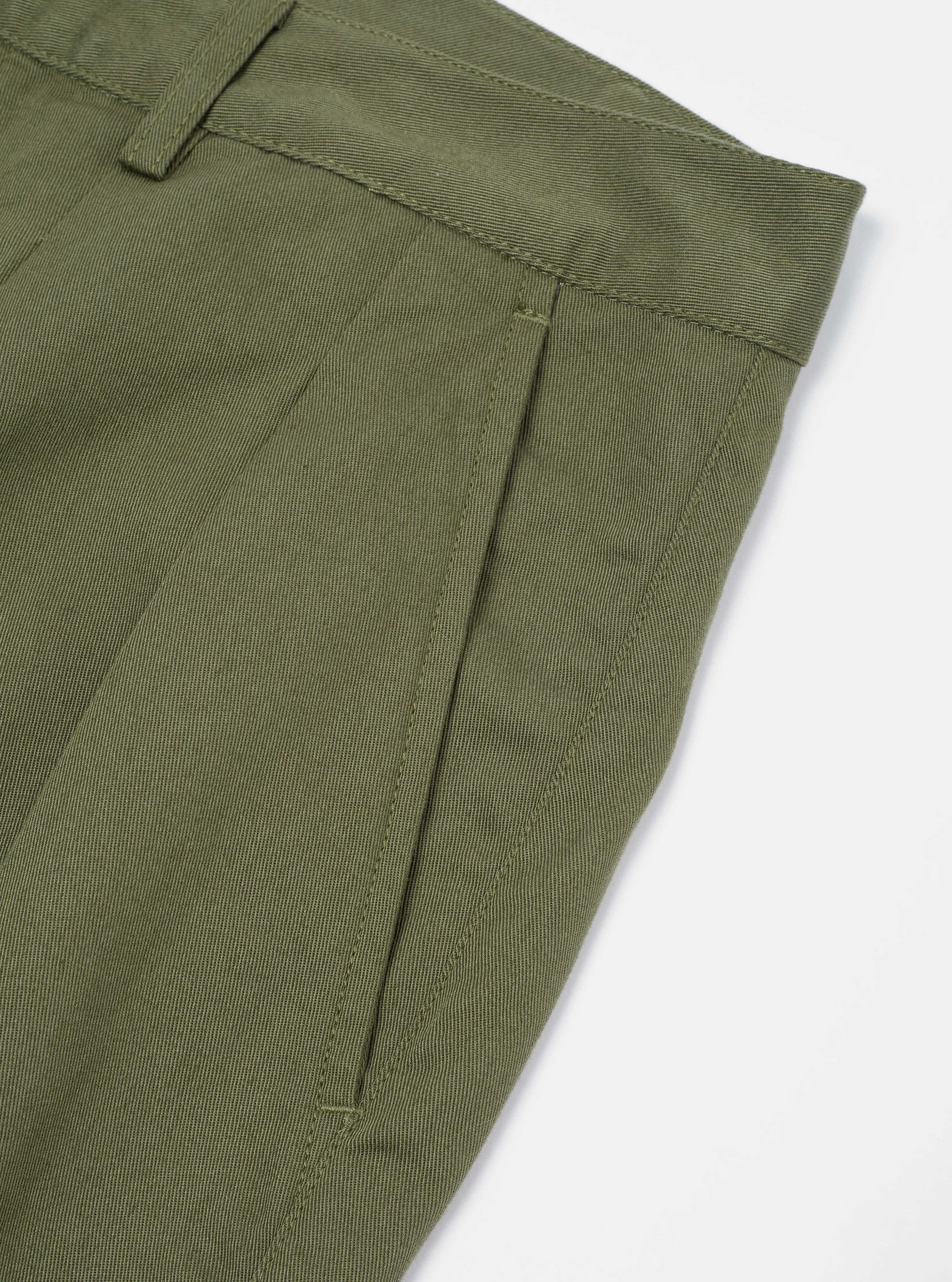 Light Olive Twill Double Pleat Pant - Image 5