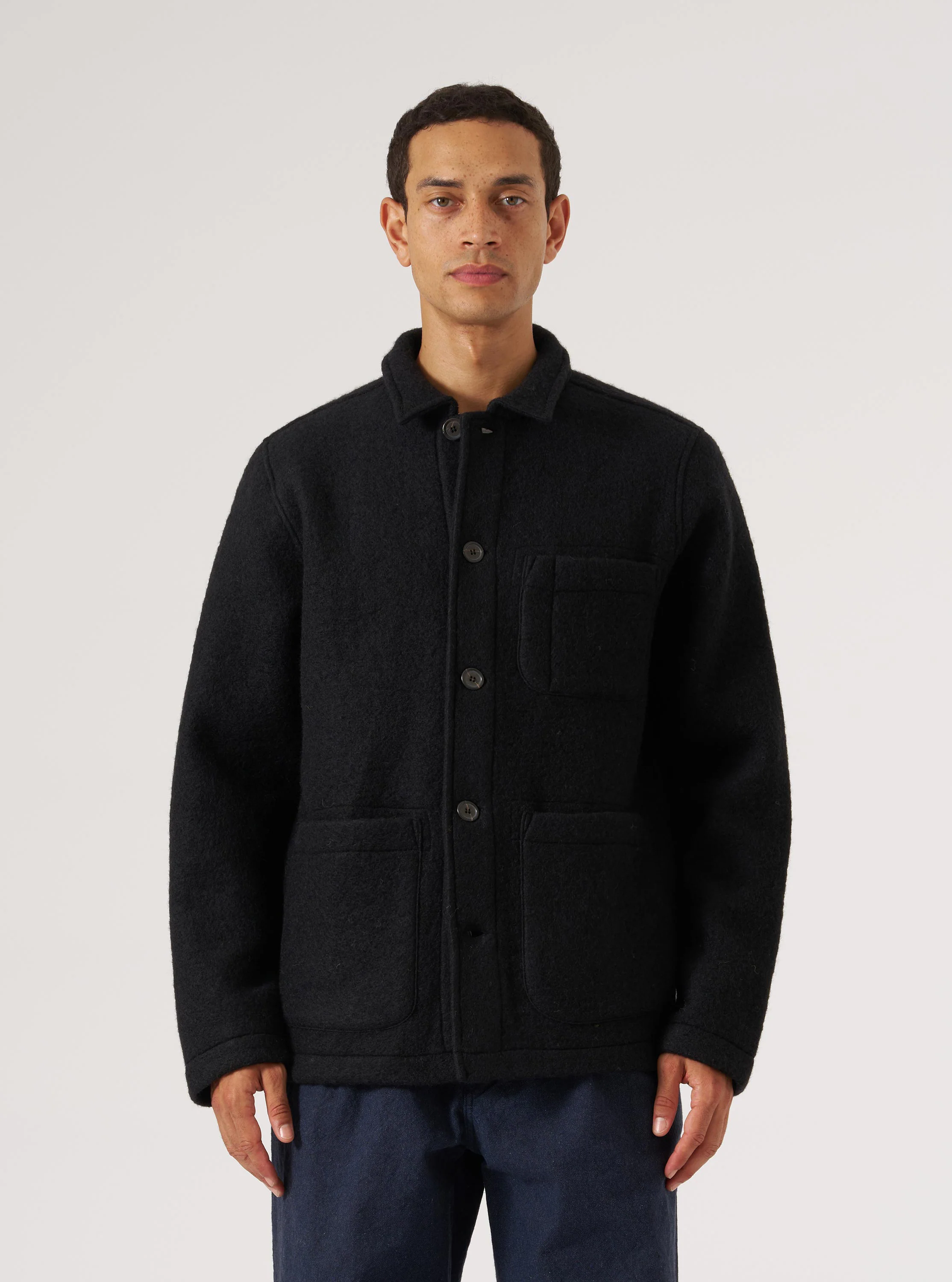 Black Wool Fleece Field Jacket - Image 2