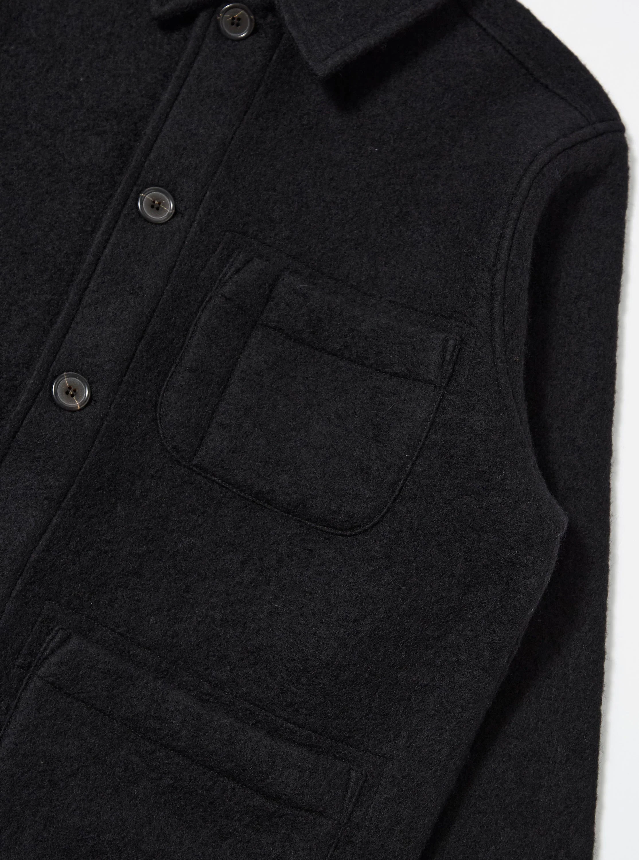 Black Wool Fleece Field Jacket - Image 7