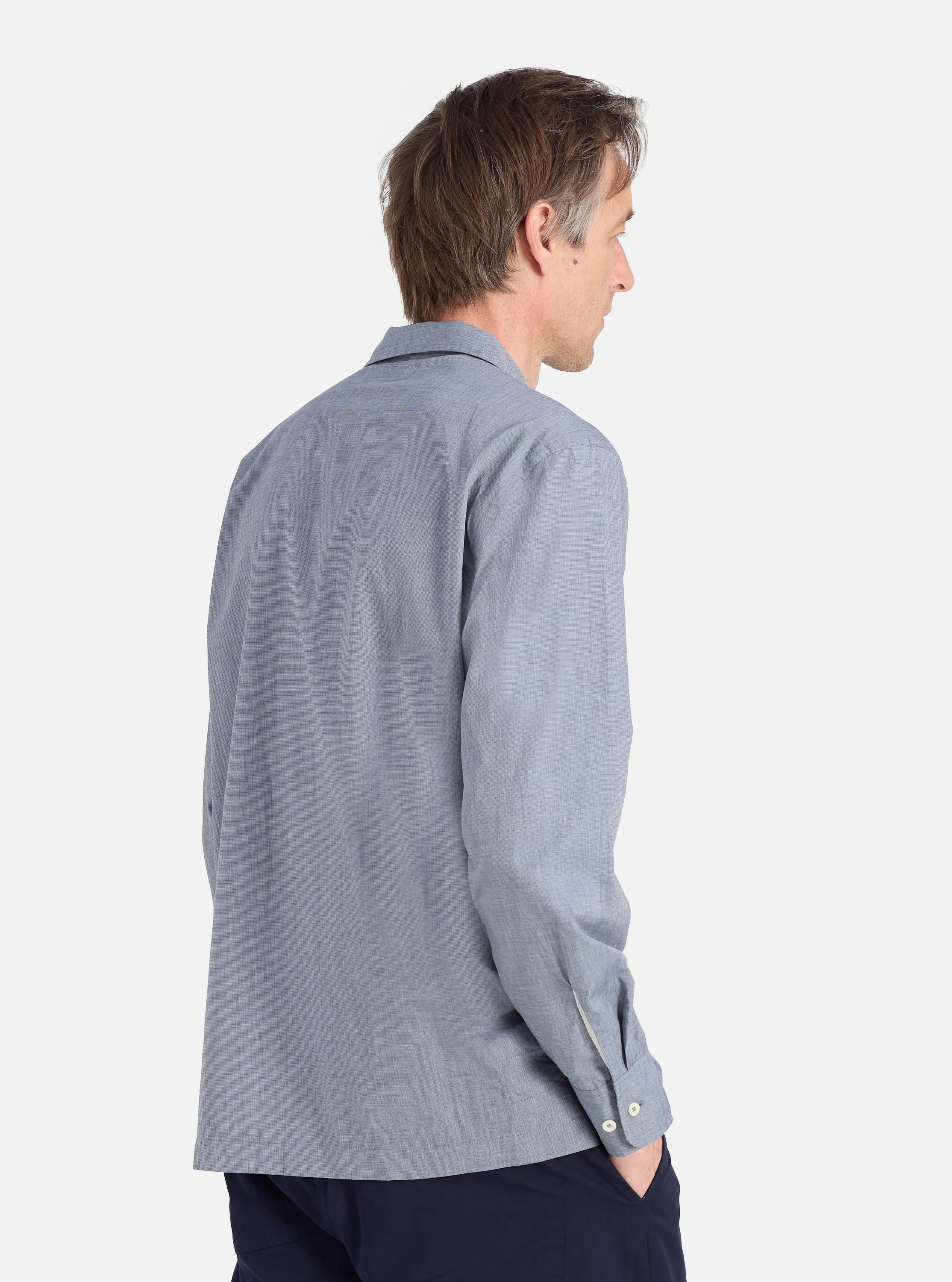 Grey End On End Cotton Garage Shirt - Image 3