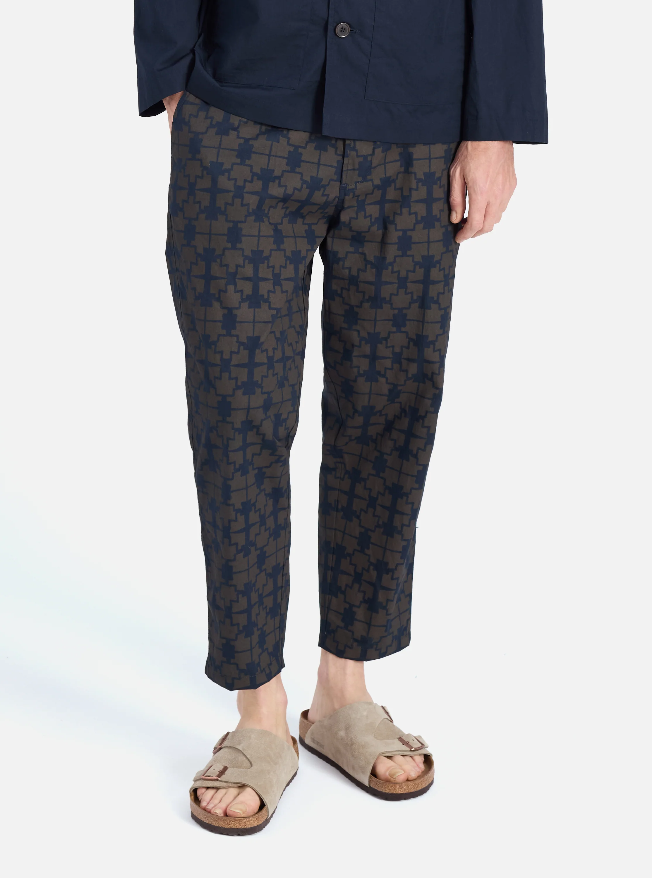 Navy Mitla Print Cotton Hi Water Trouser - Image 2