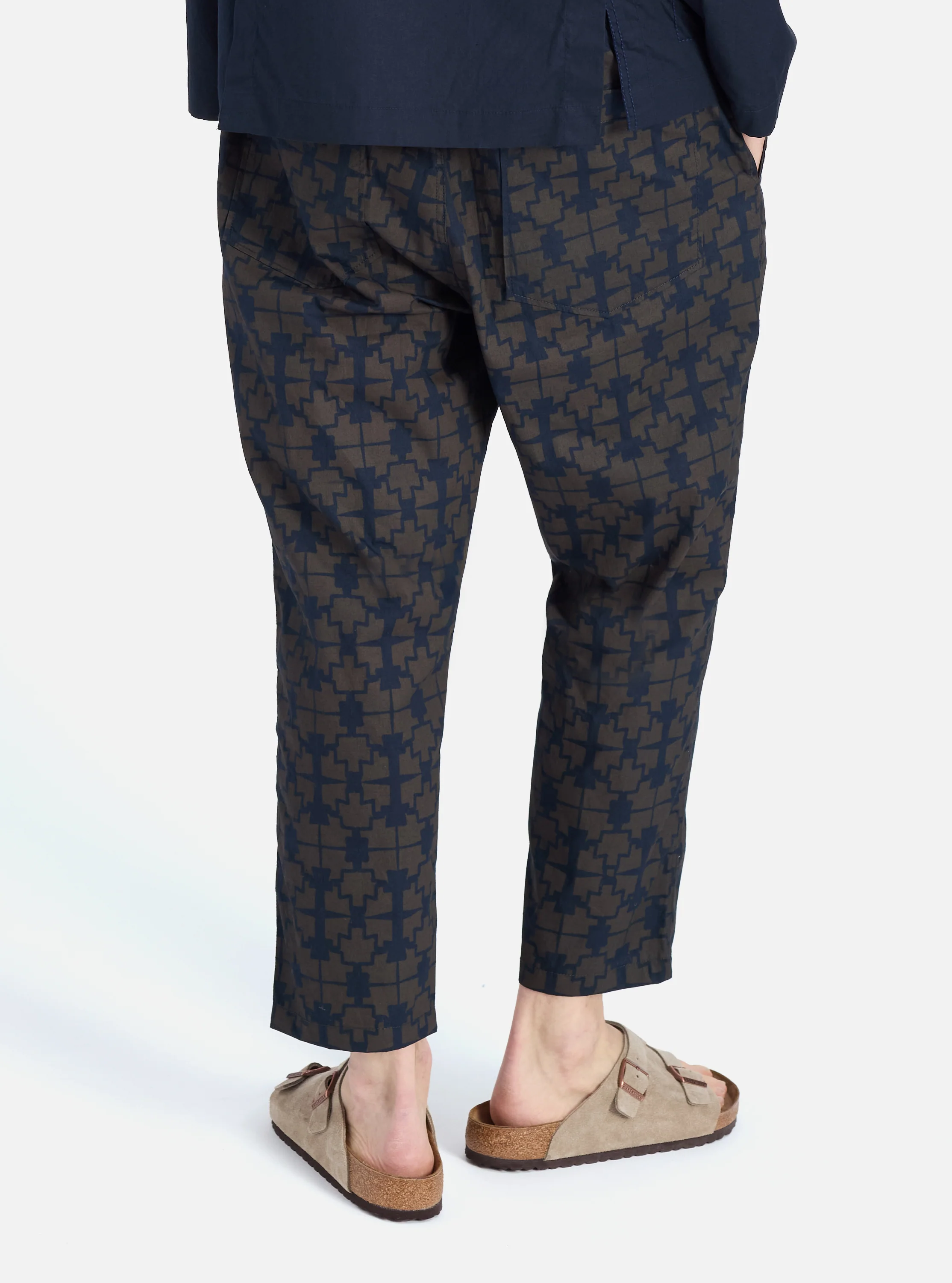Navy Mitla Print Cotton Hi Water Trouser - Image 3