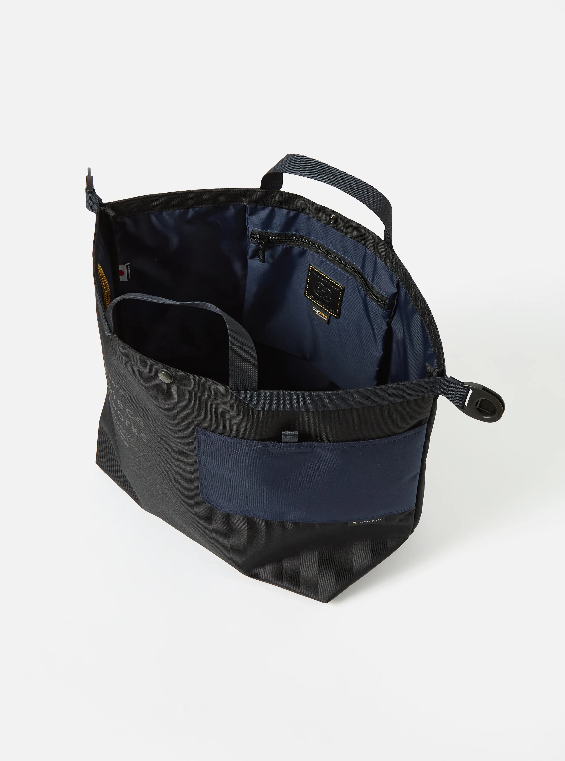 master-piece x Universal Works Black Recycled Tech Canvas Large Tote Bag - Image 6