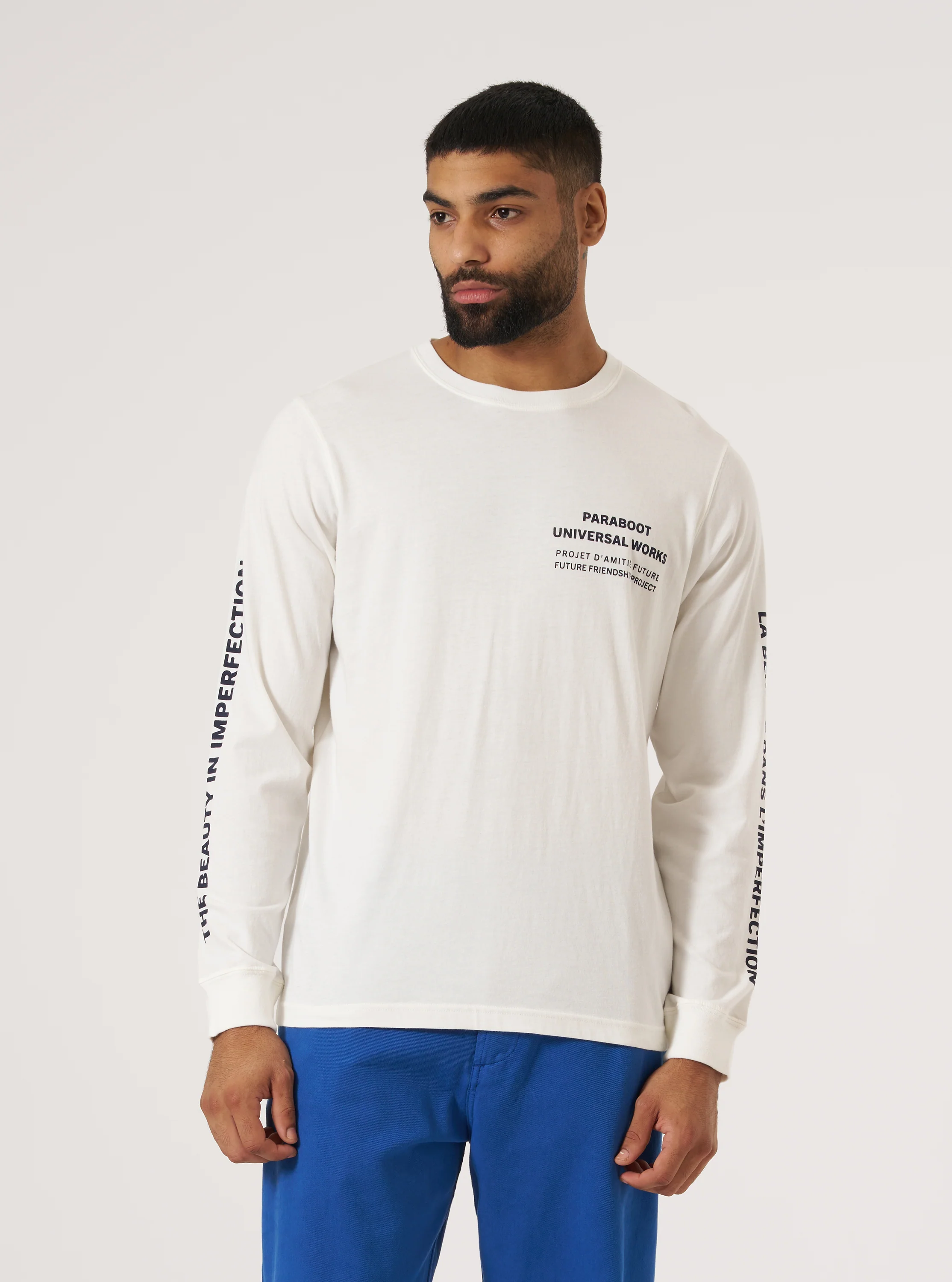 Paraboot x Universal Works Ecru Single Jersey Long Sleeve Tee - Image 2