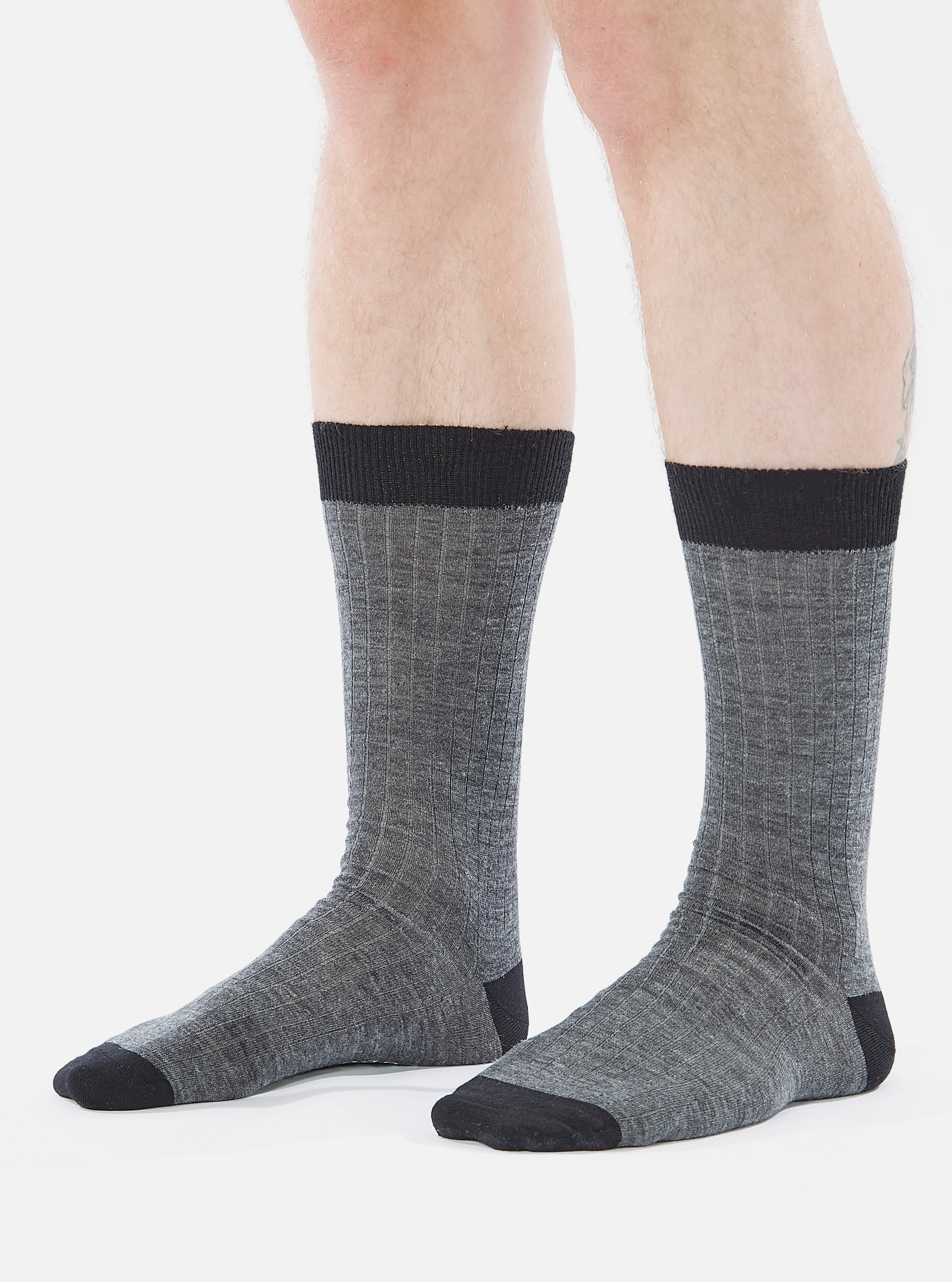 Grey Marl Merino Merino Classic Sock - Image 2
