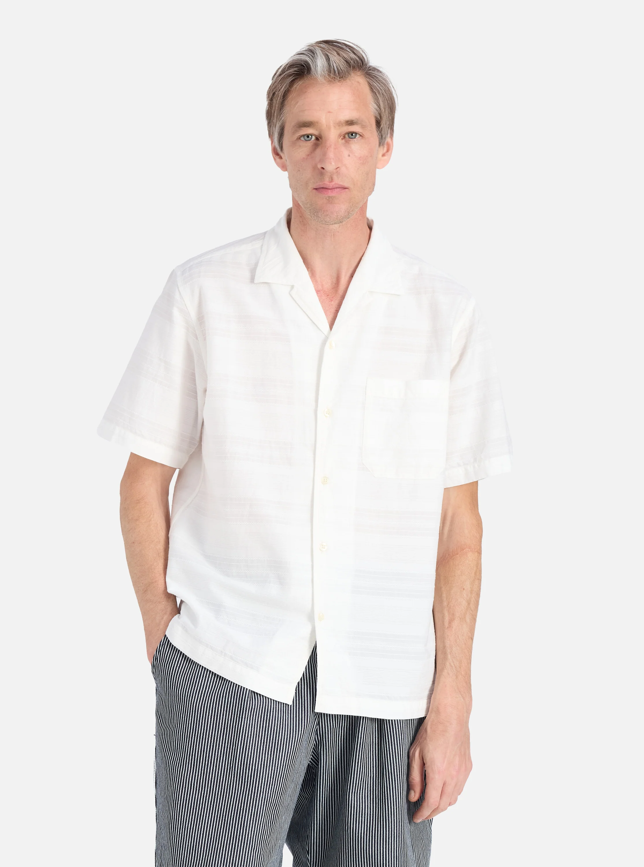 Ecru Deffe Self Stripe Minari Shirt - Image 2