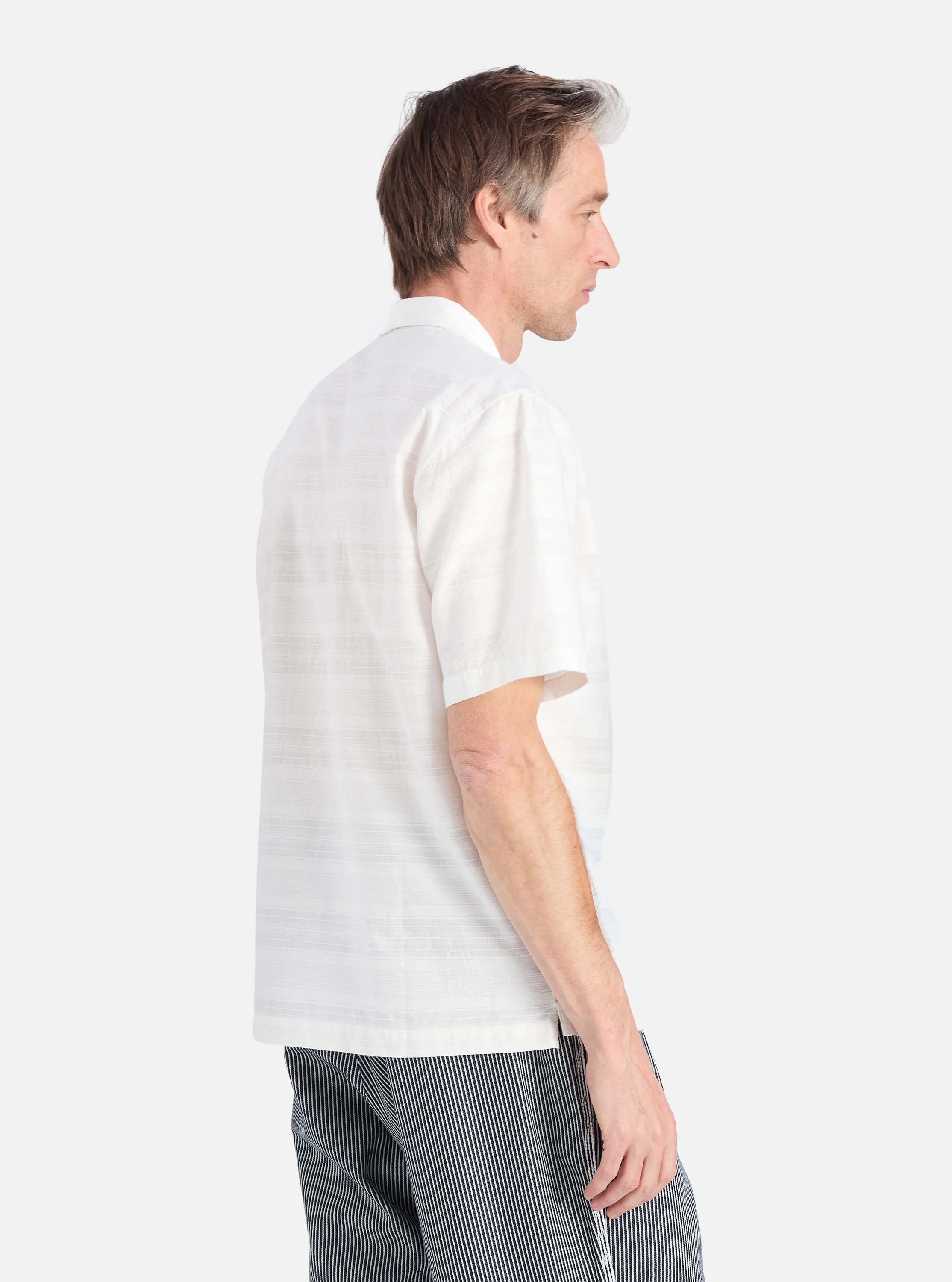 Ecru Deffe Self Stripe Minari Shirt - Image 3