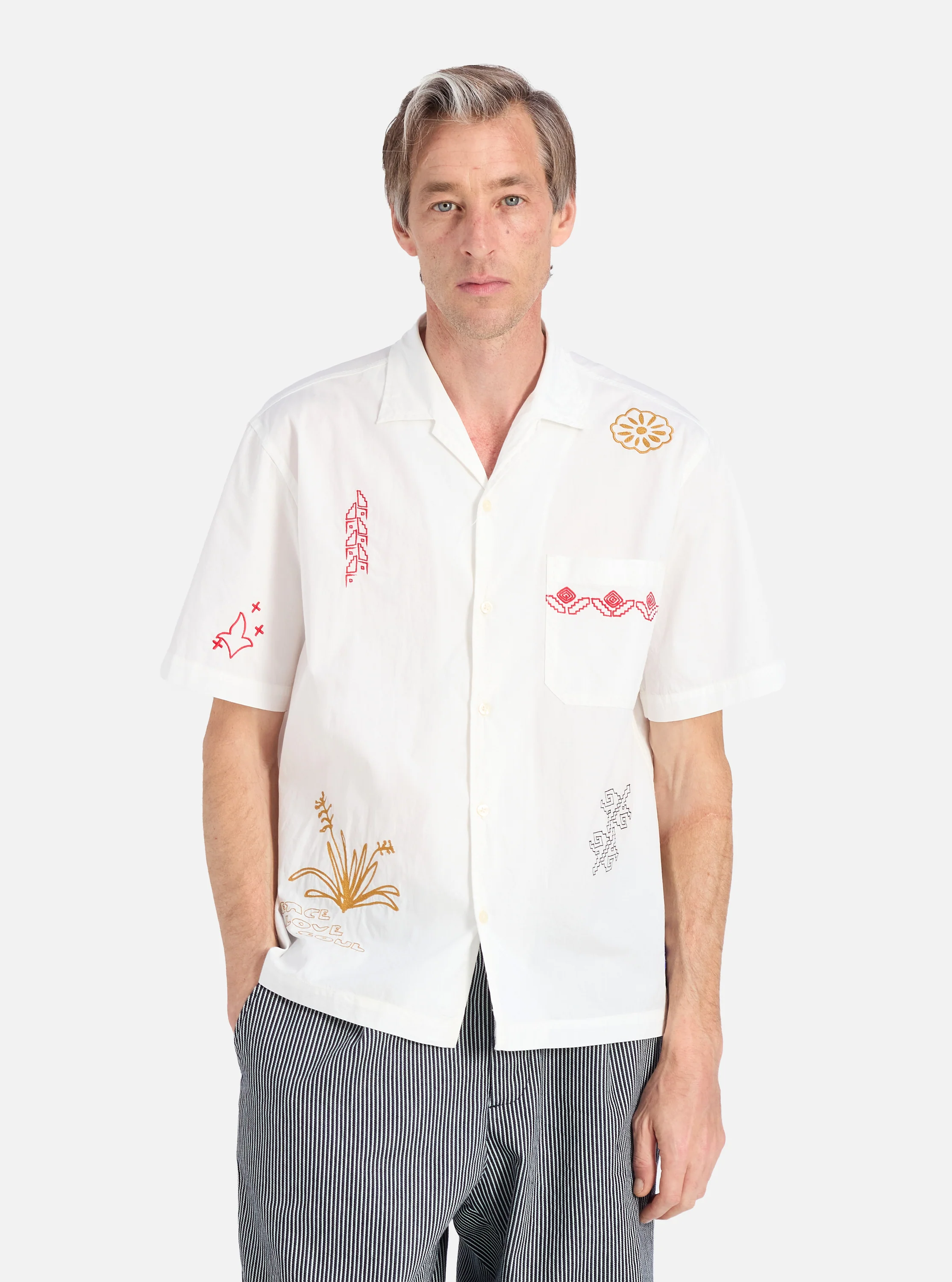 Ecru Embroidered Poplin Minari Shirt - Image 2