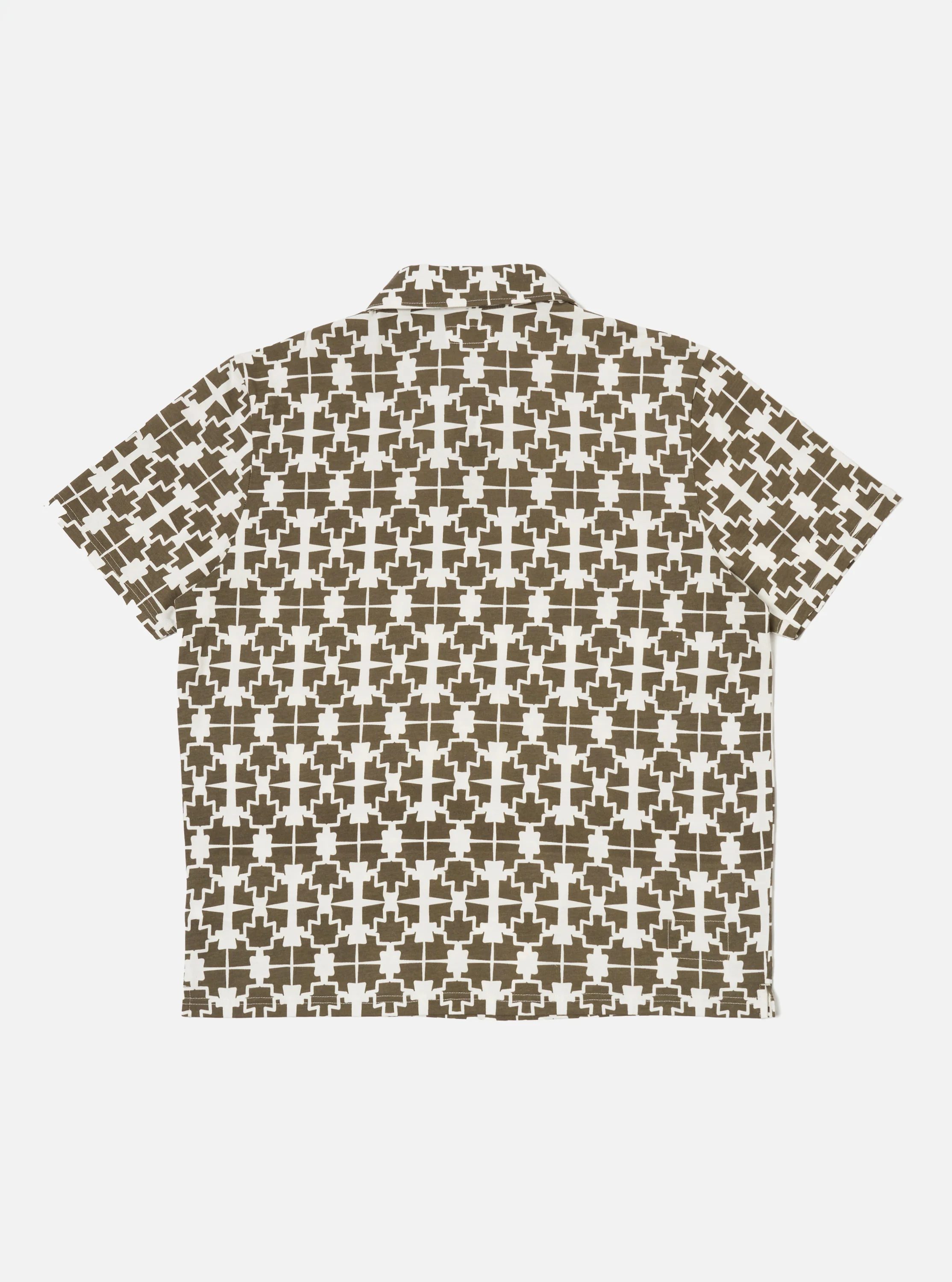 Ecru/Mud Mitla Print Jersey Newlyn Polo - Image 4