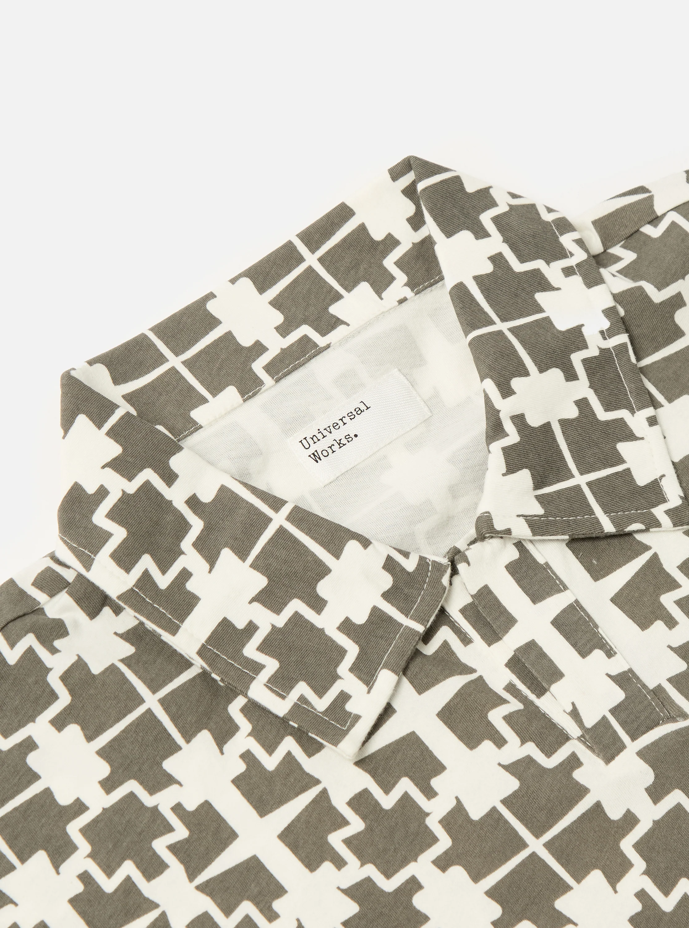 Ecru/Mud Mitla Print Jersey Newlyn Polo - Image 6