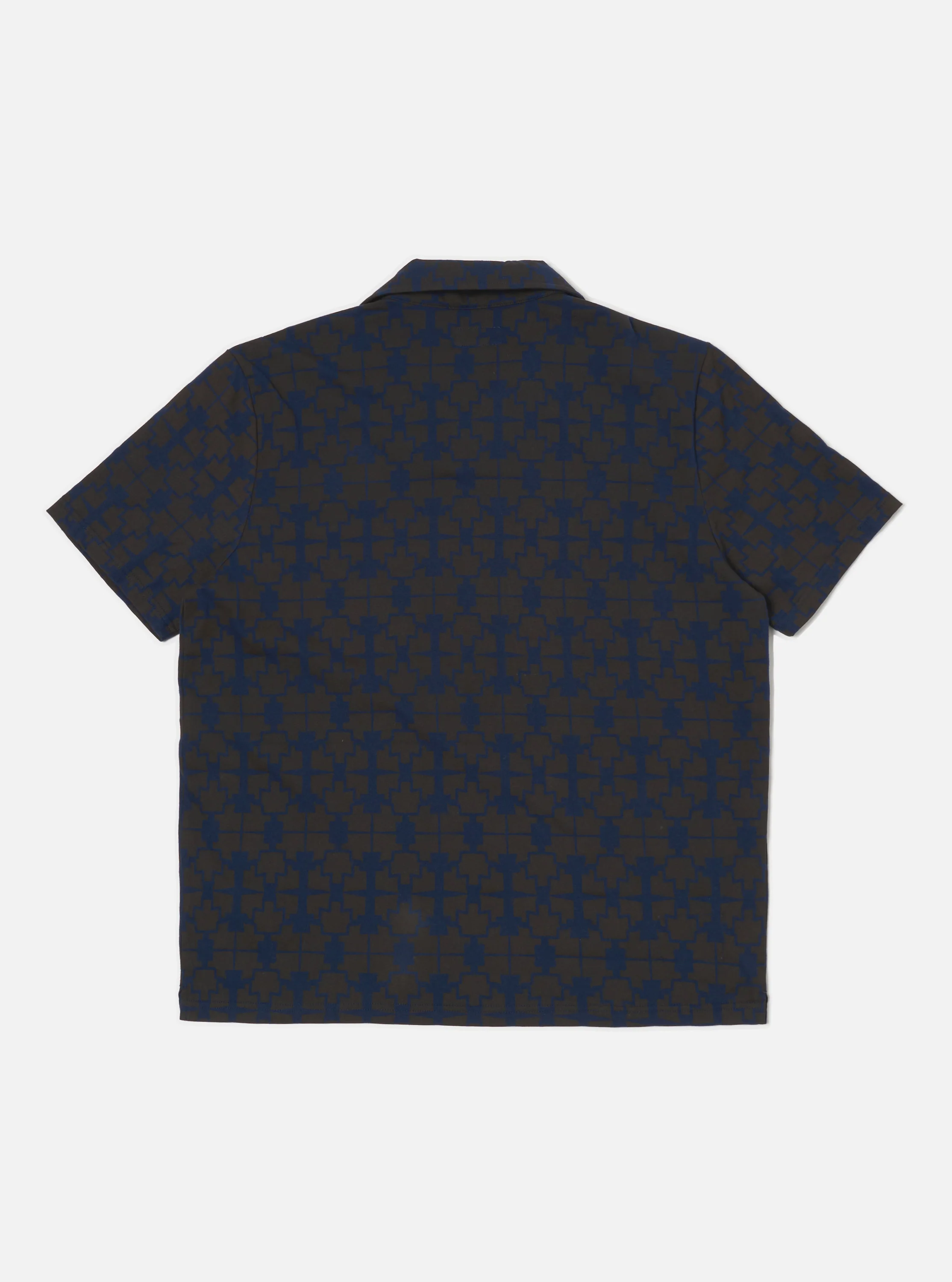 Navy/Brown Mitla Print Jersey Newlyn Polo - Image 4
