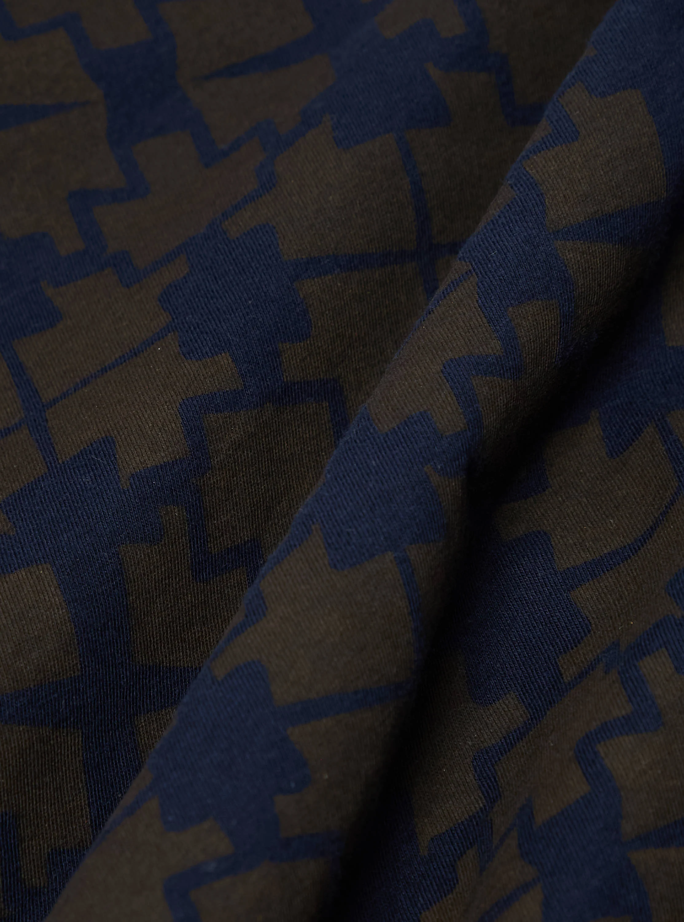 Navy/Brown Mitla Print Jersey Newlyn Polo - Image 8