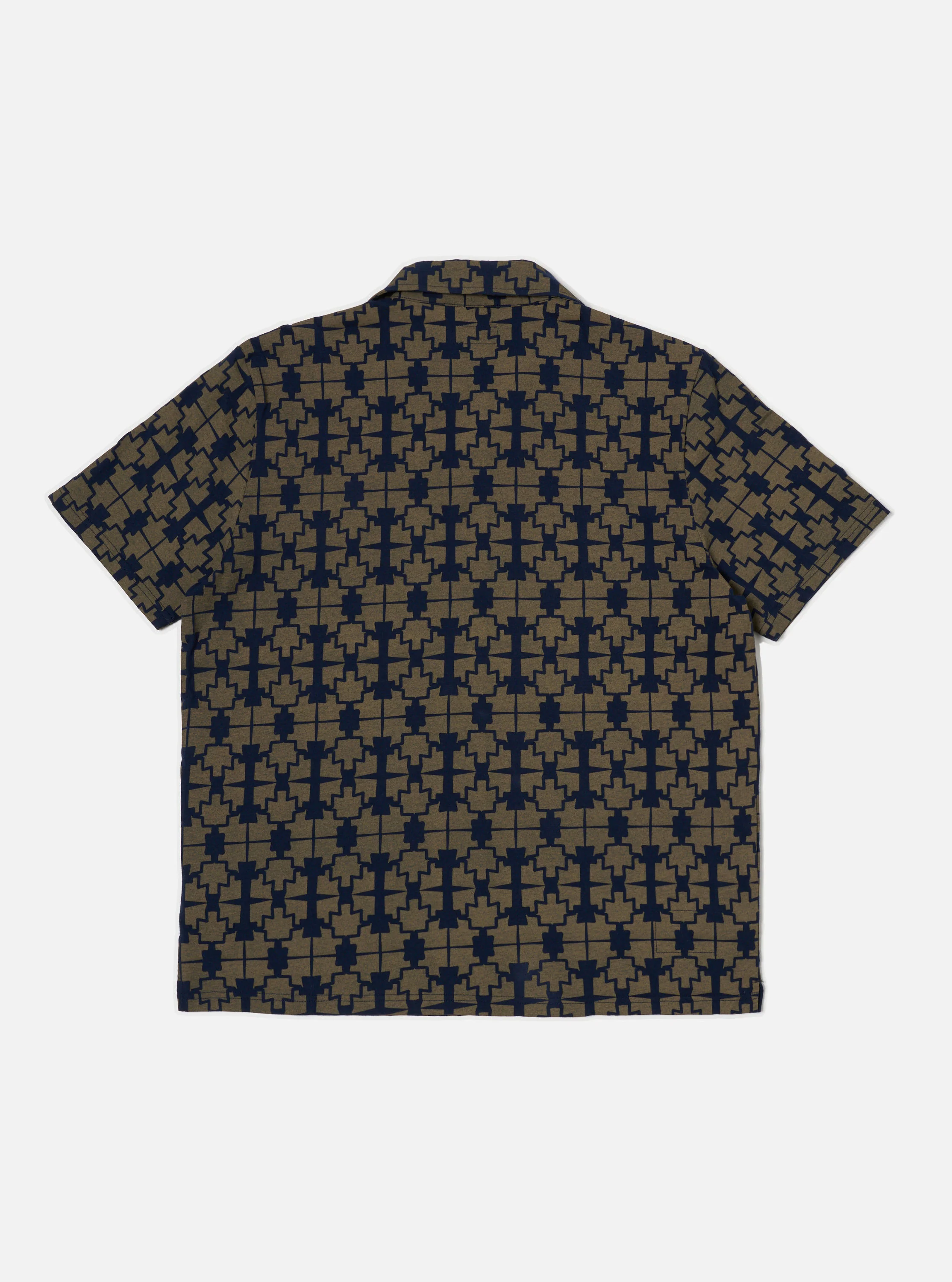 Navy/Mud Mitla Print Jersey Newlyn Polo - Image 4