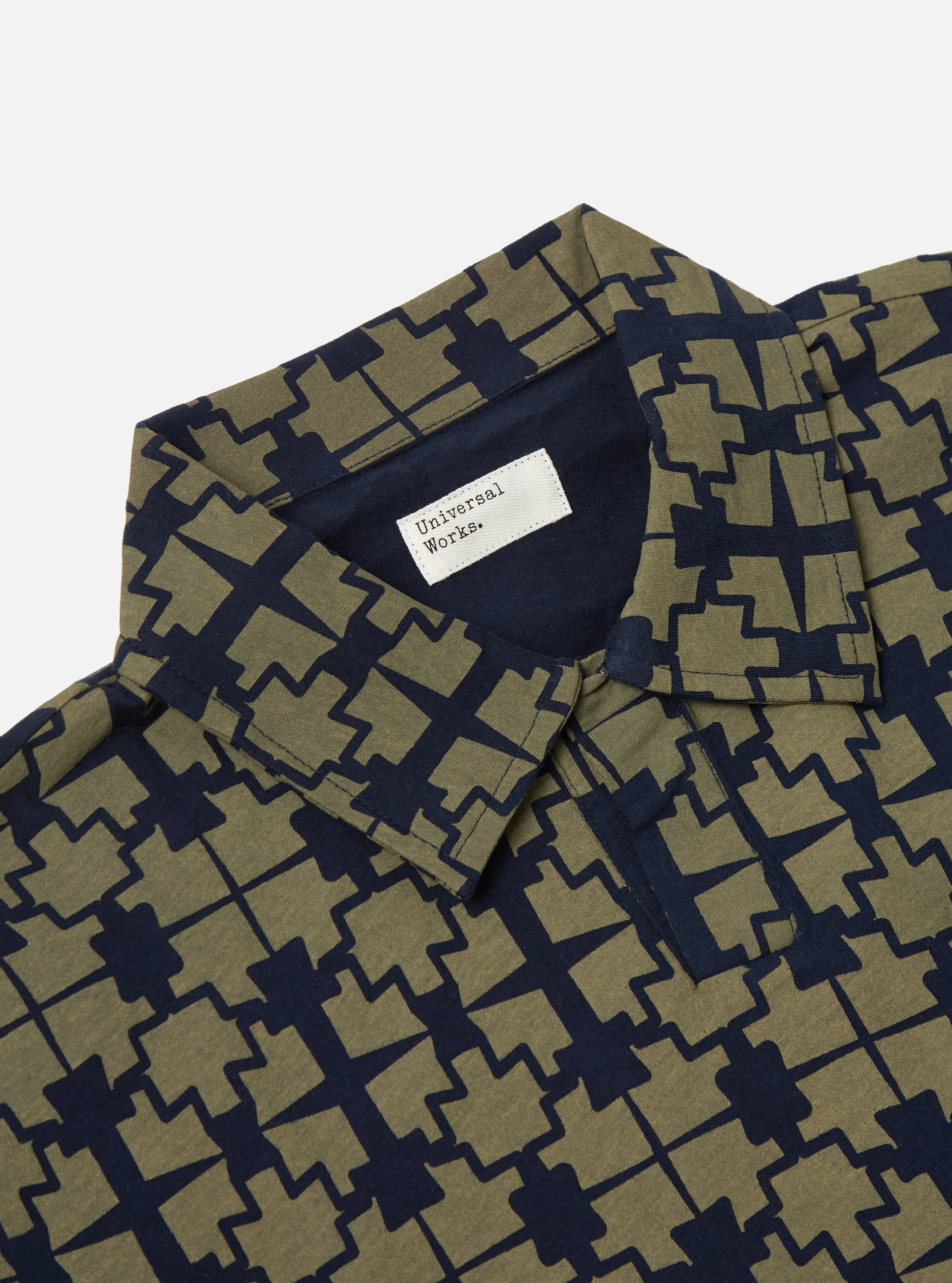 Navy/Mud Mitla Print Jersey Newlyn Polo - Image 5