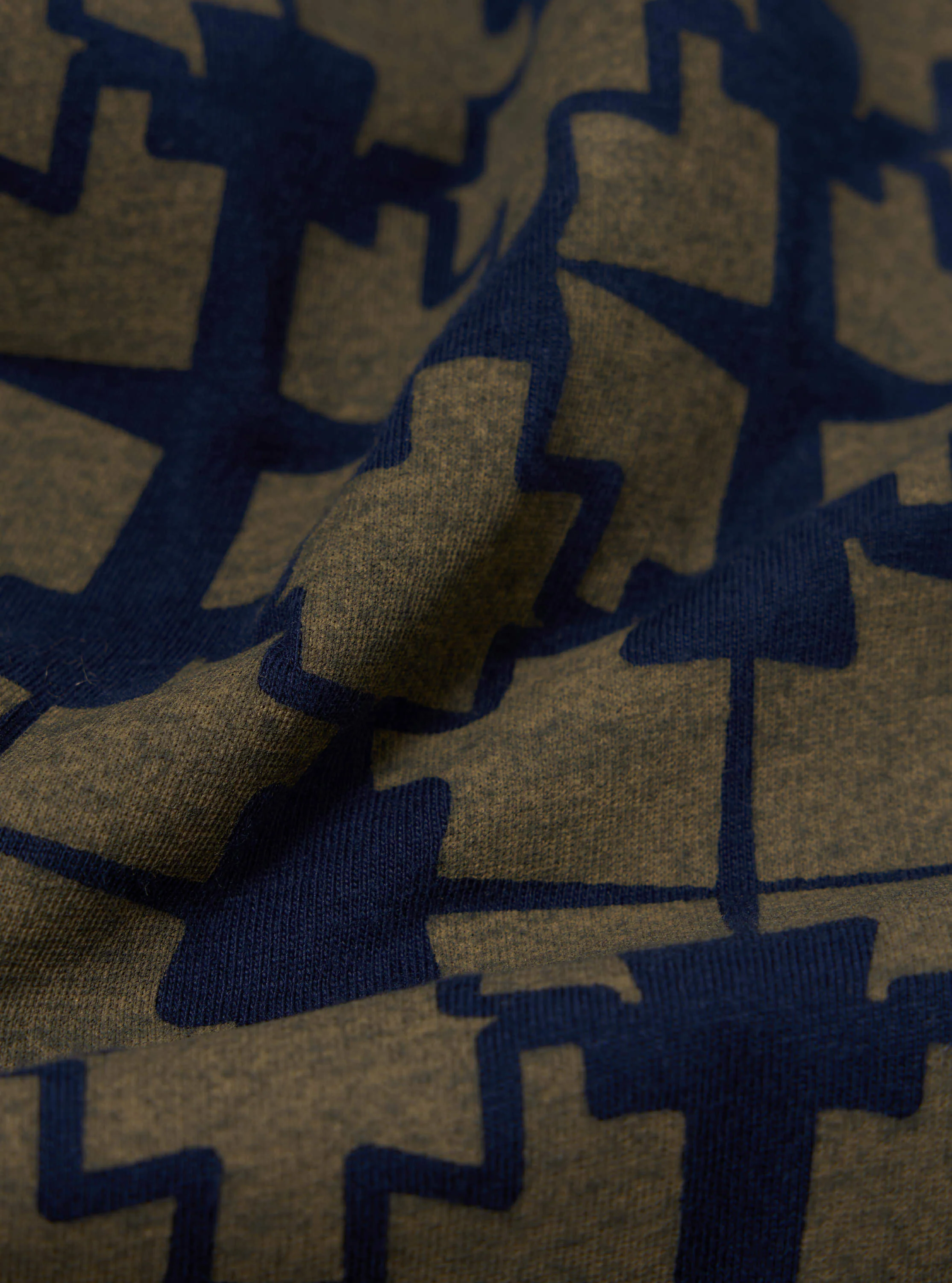 Navy/Mud Mitla Print Jersey Newlyn Polo - Image 8