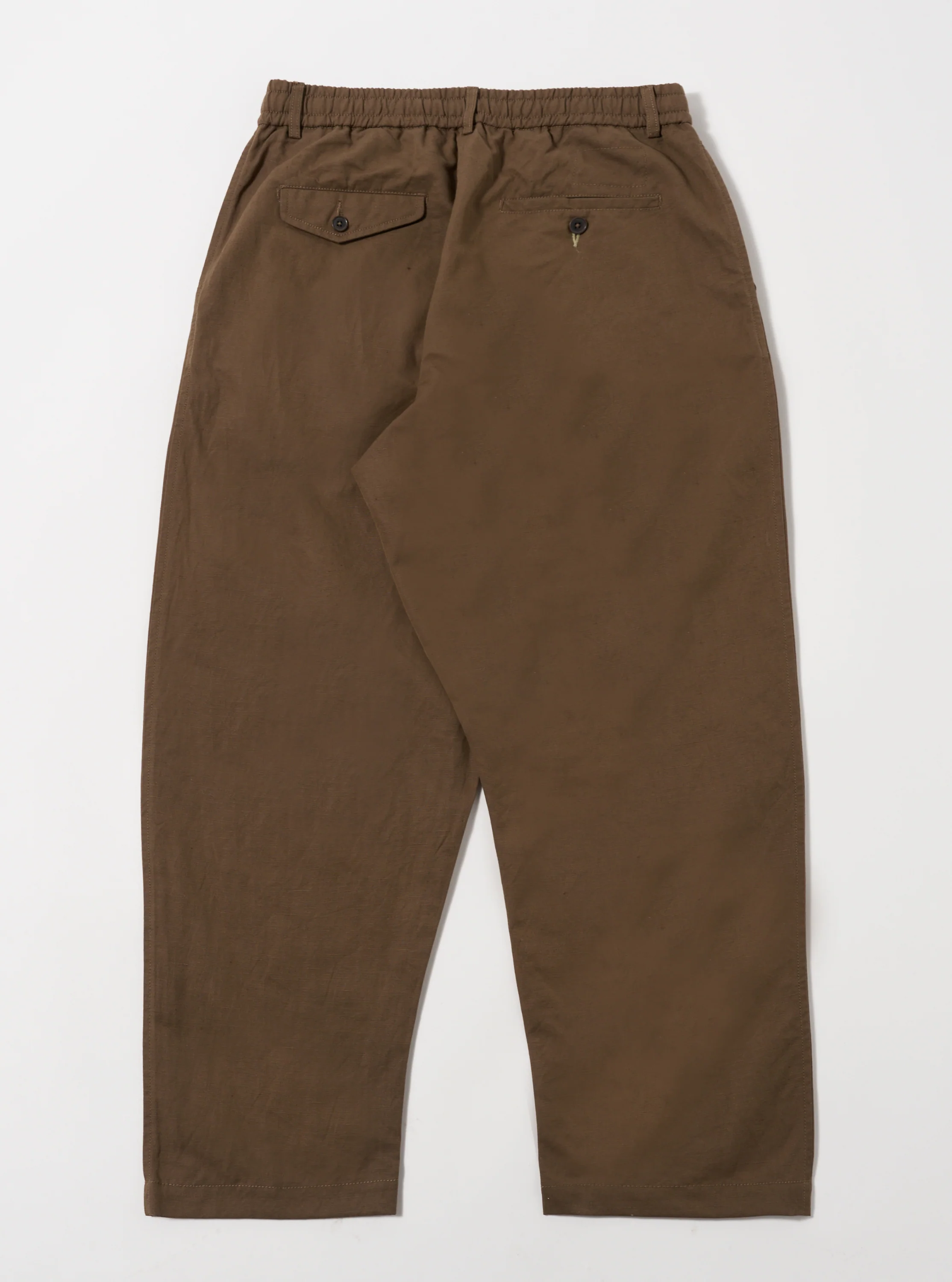 Khaki Linen Slub Weave Oxford Pant - Image 3