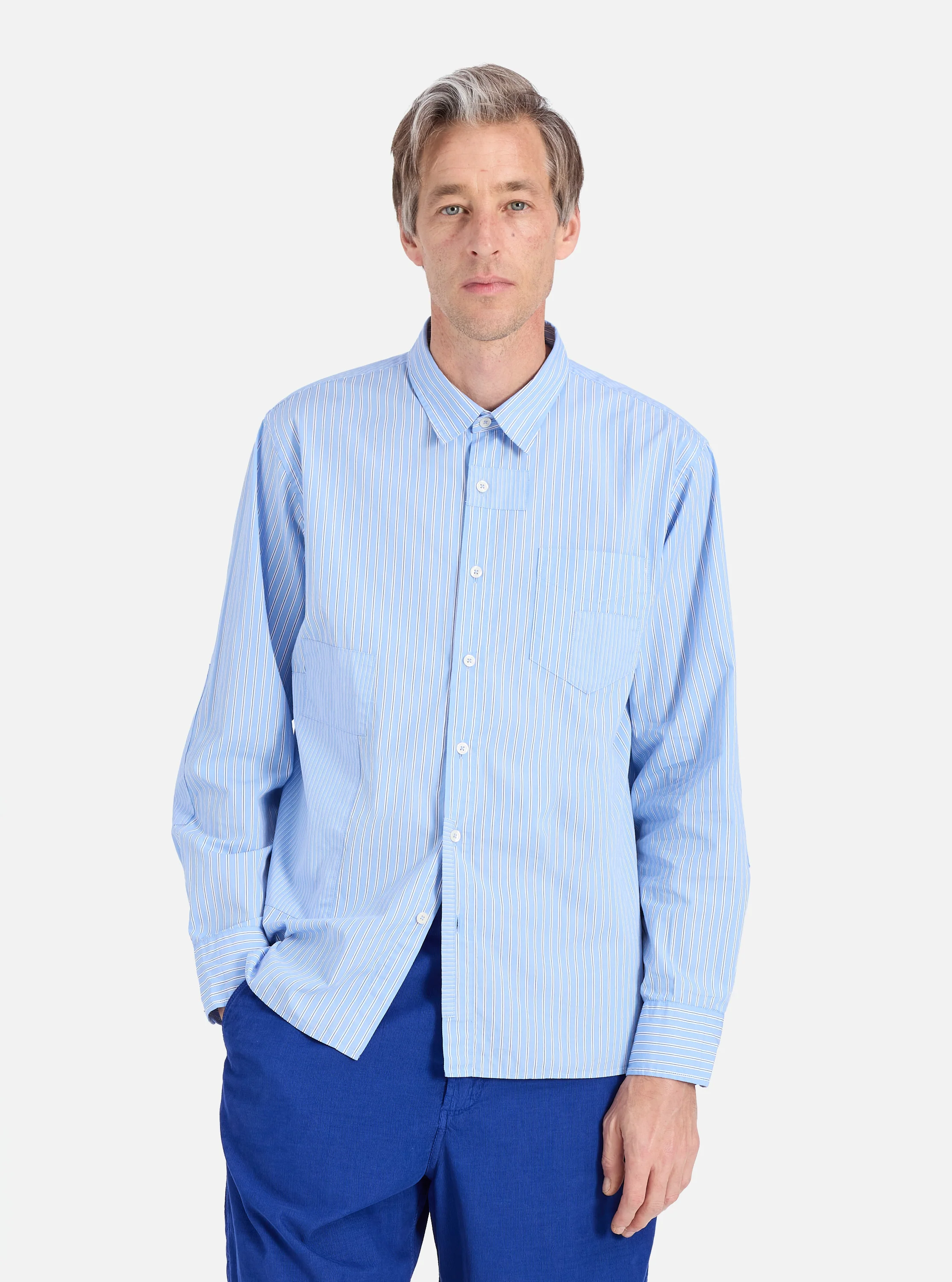 Blue Vila Stripes Patched Shirt - Image 2
