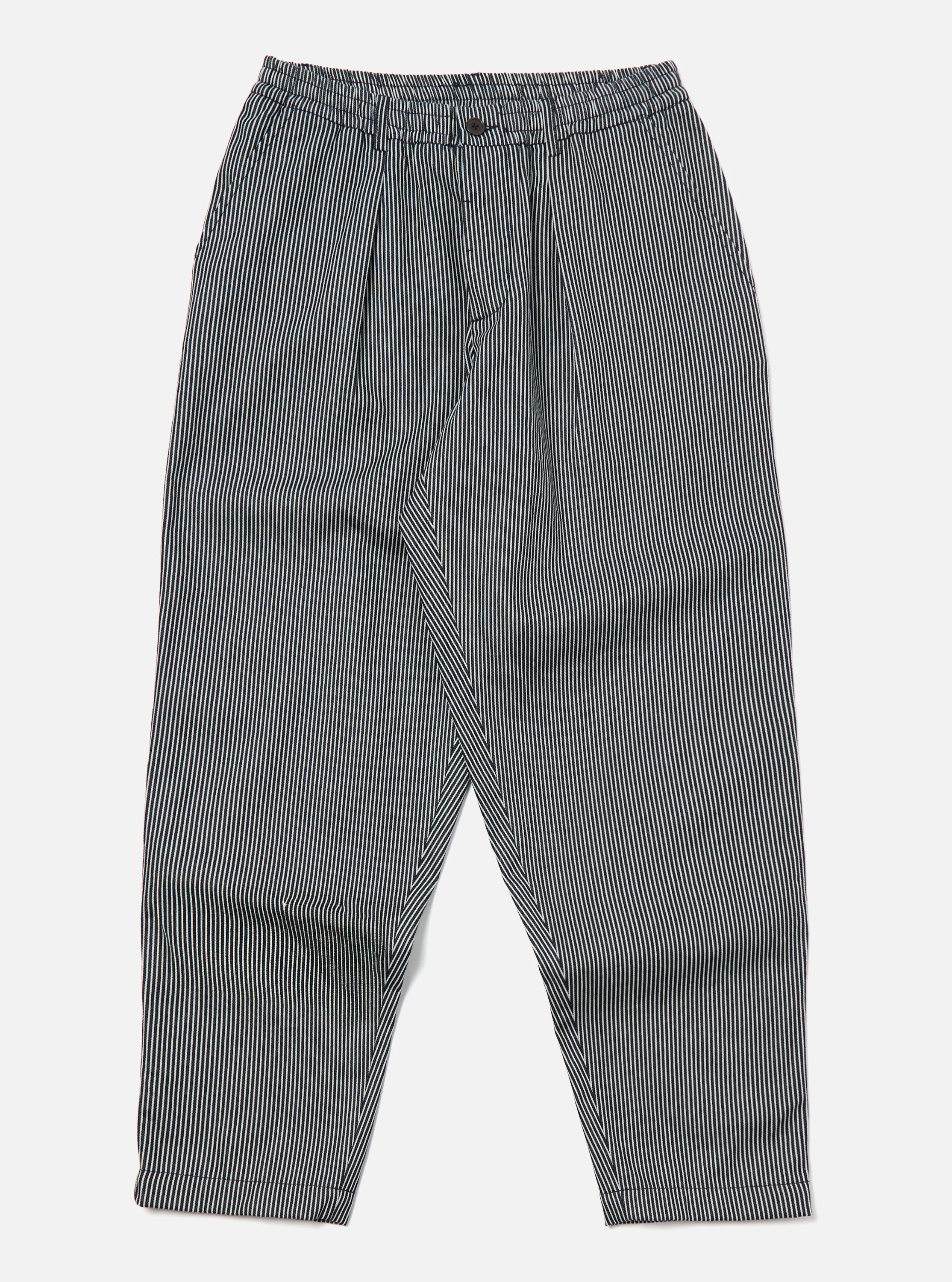 Indigo Hickory Stripe Denim Pleated Track Pant