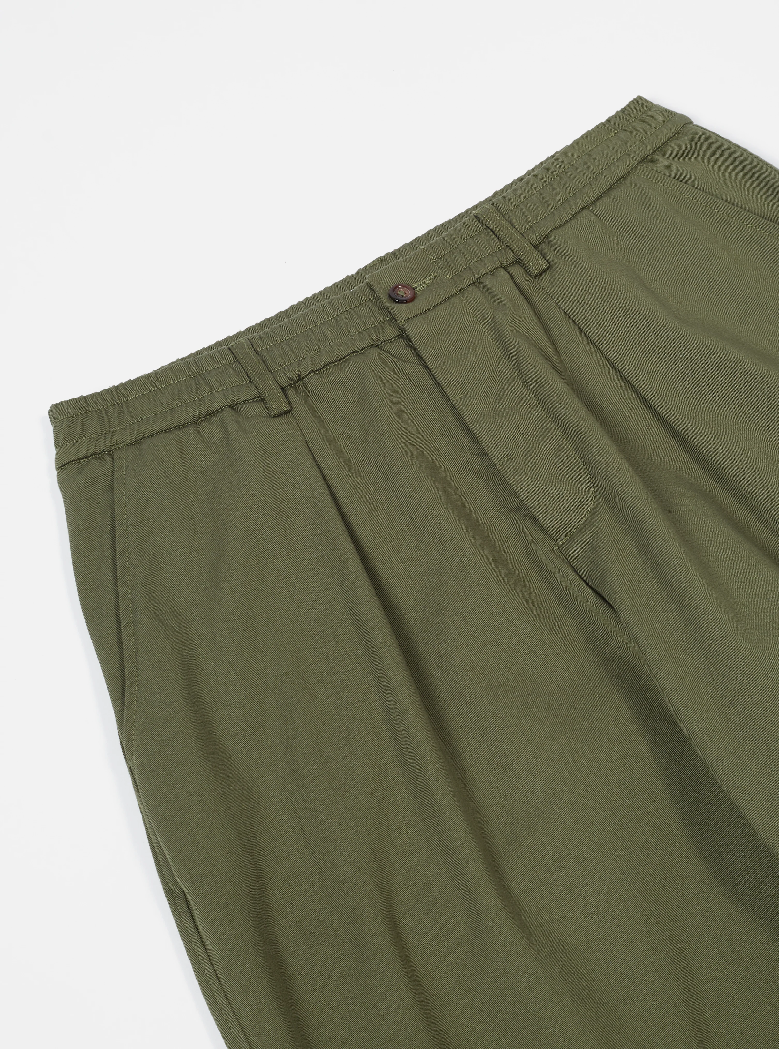 Light Olive Twill Pleated Track Pant - Image 4