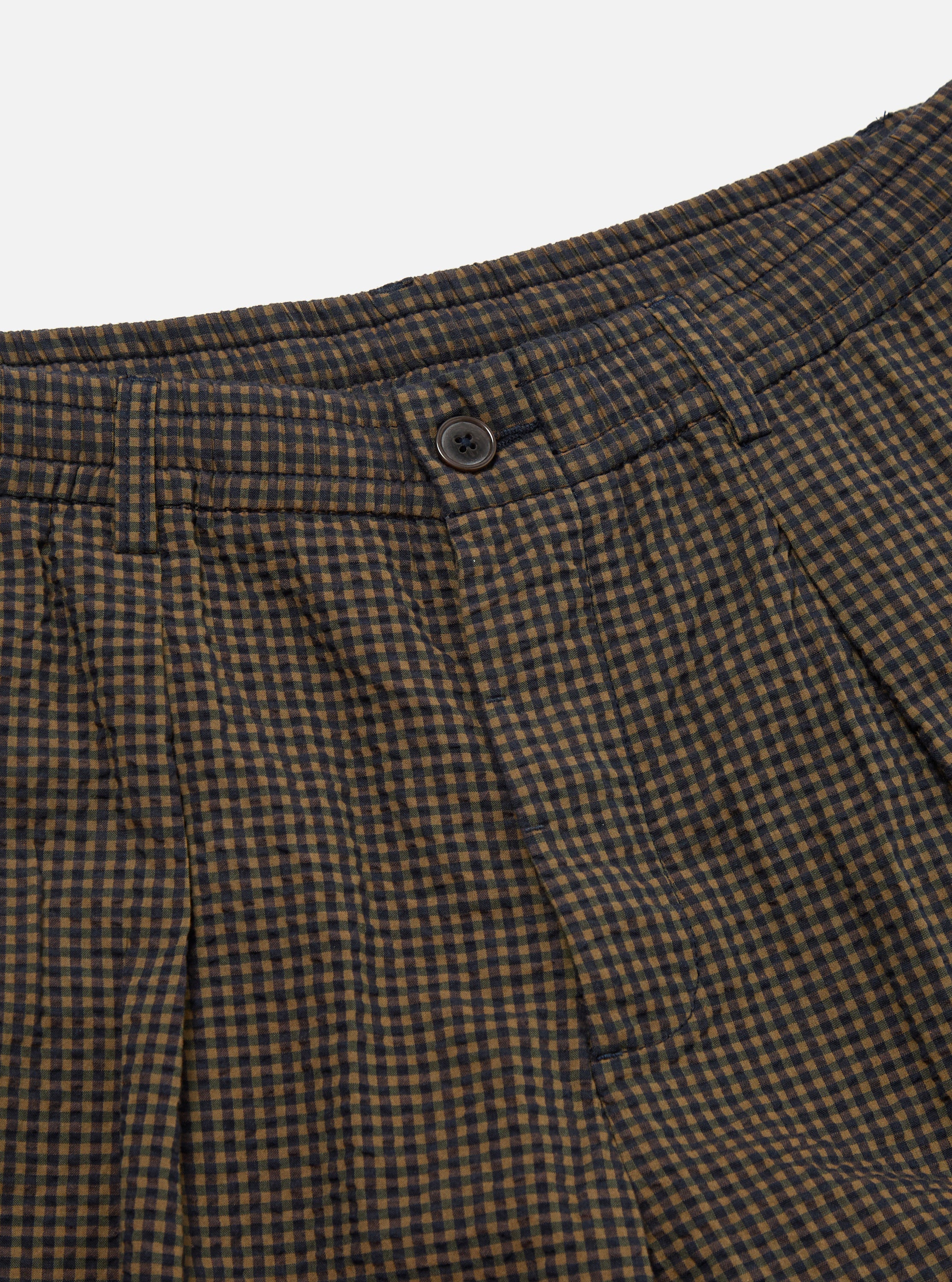 Navy Japanese Seersucker Pleated Track Short - Image 5