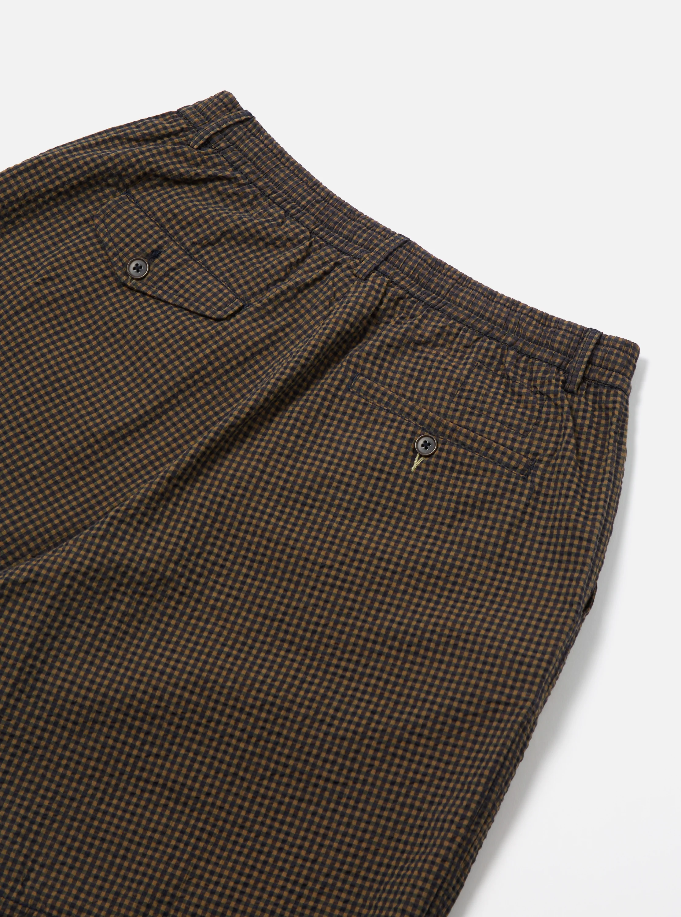Navy Japanese Seersucker Pleated Track Short - Image 6