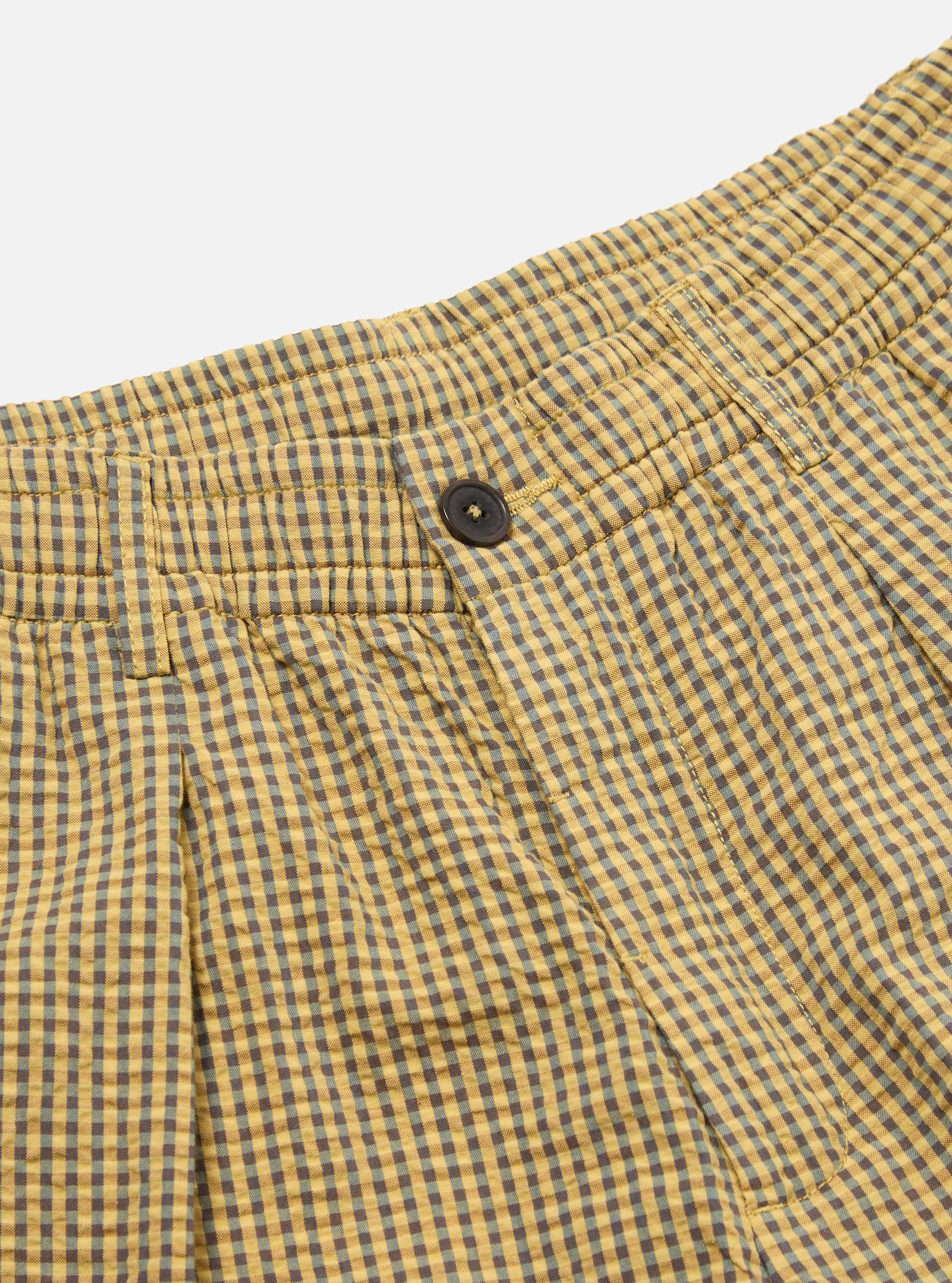 Yellow Japanese Seersucker Pleated Track Short - Image 5