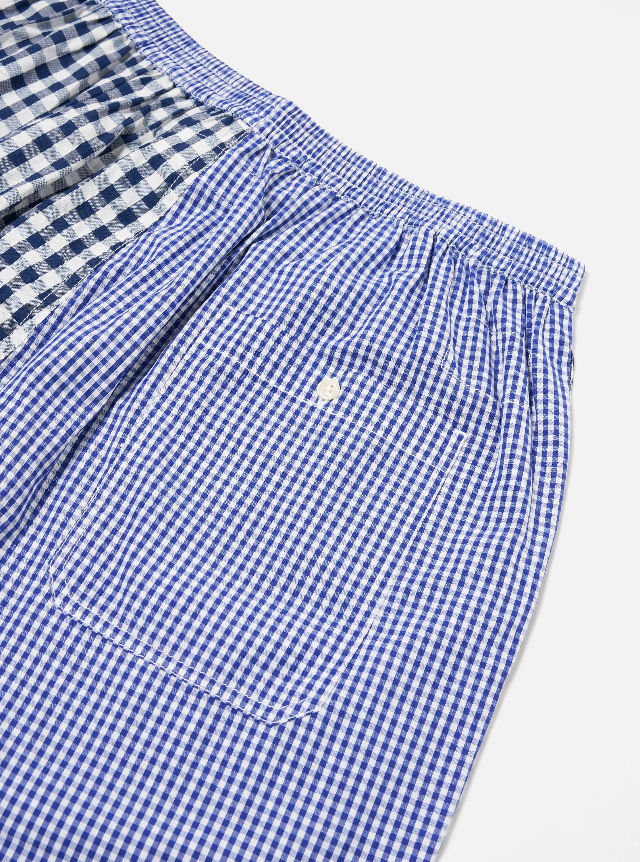 Blue Gingham Mix Pyjama Short - Image 4