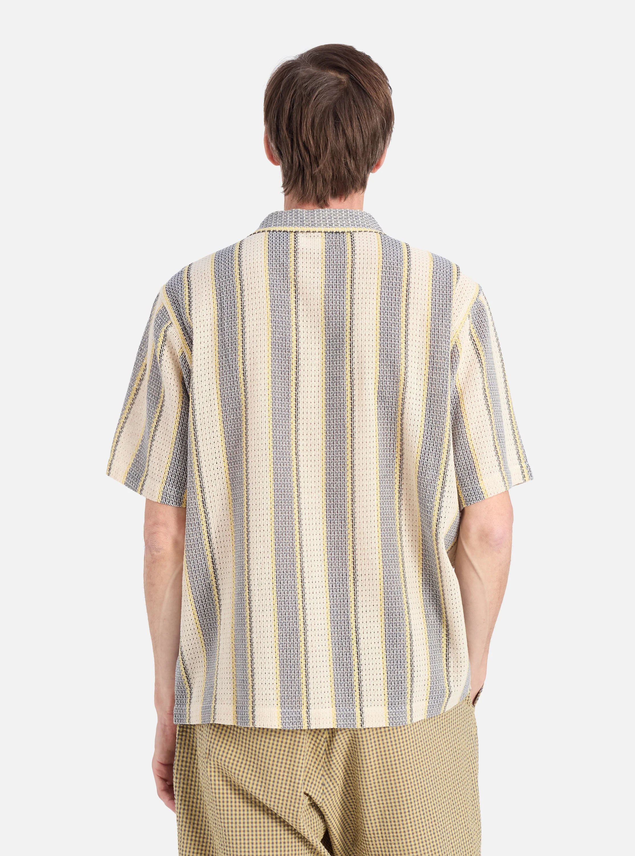 Grey/Yellow Cotton Lattice Road Shirt - Image 3