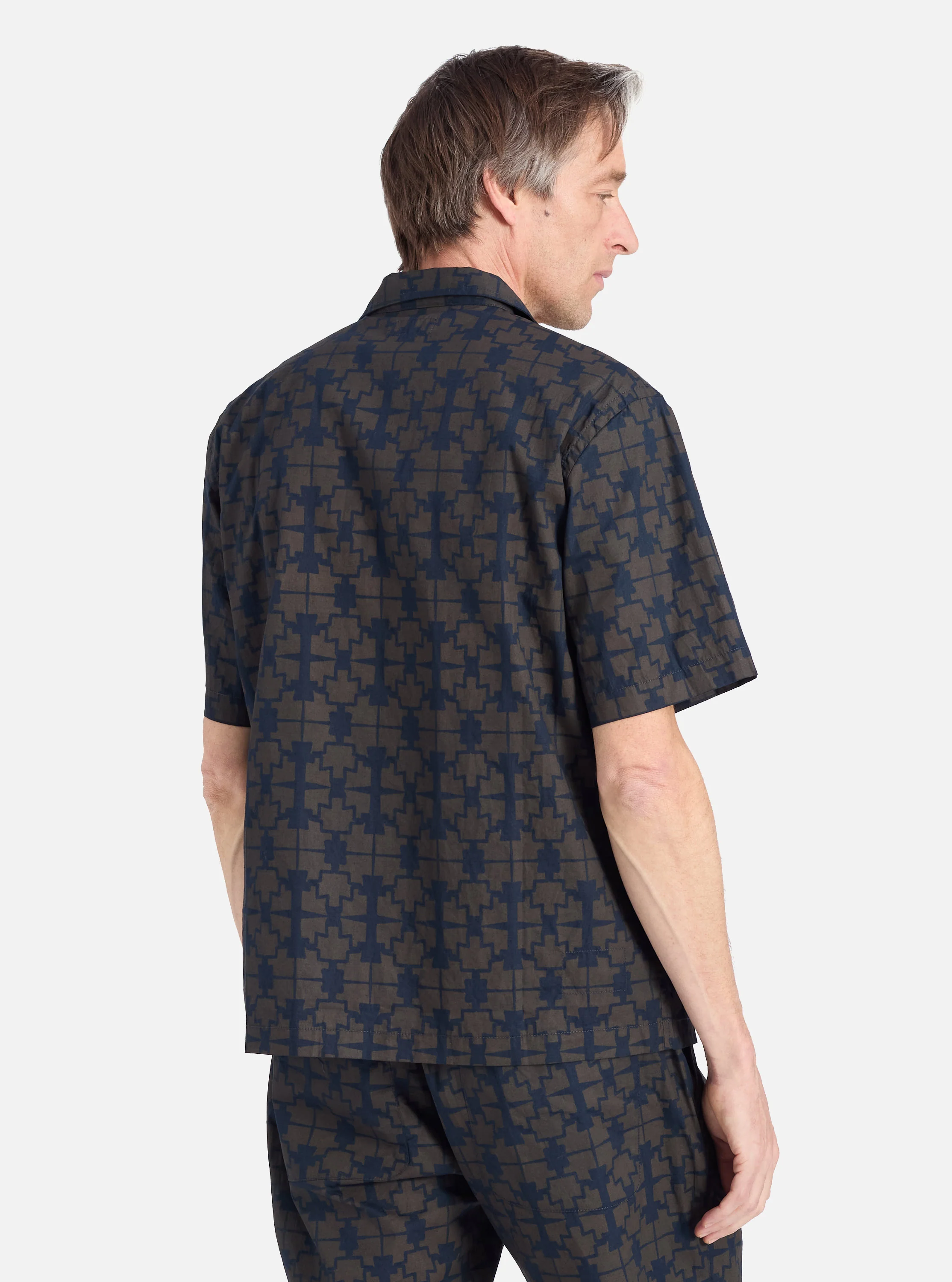 Navy Mitla Print Cotton Road Shirt - Image 3