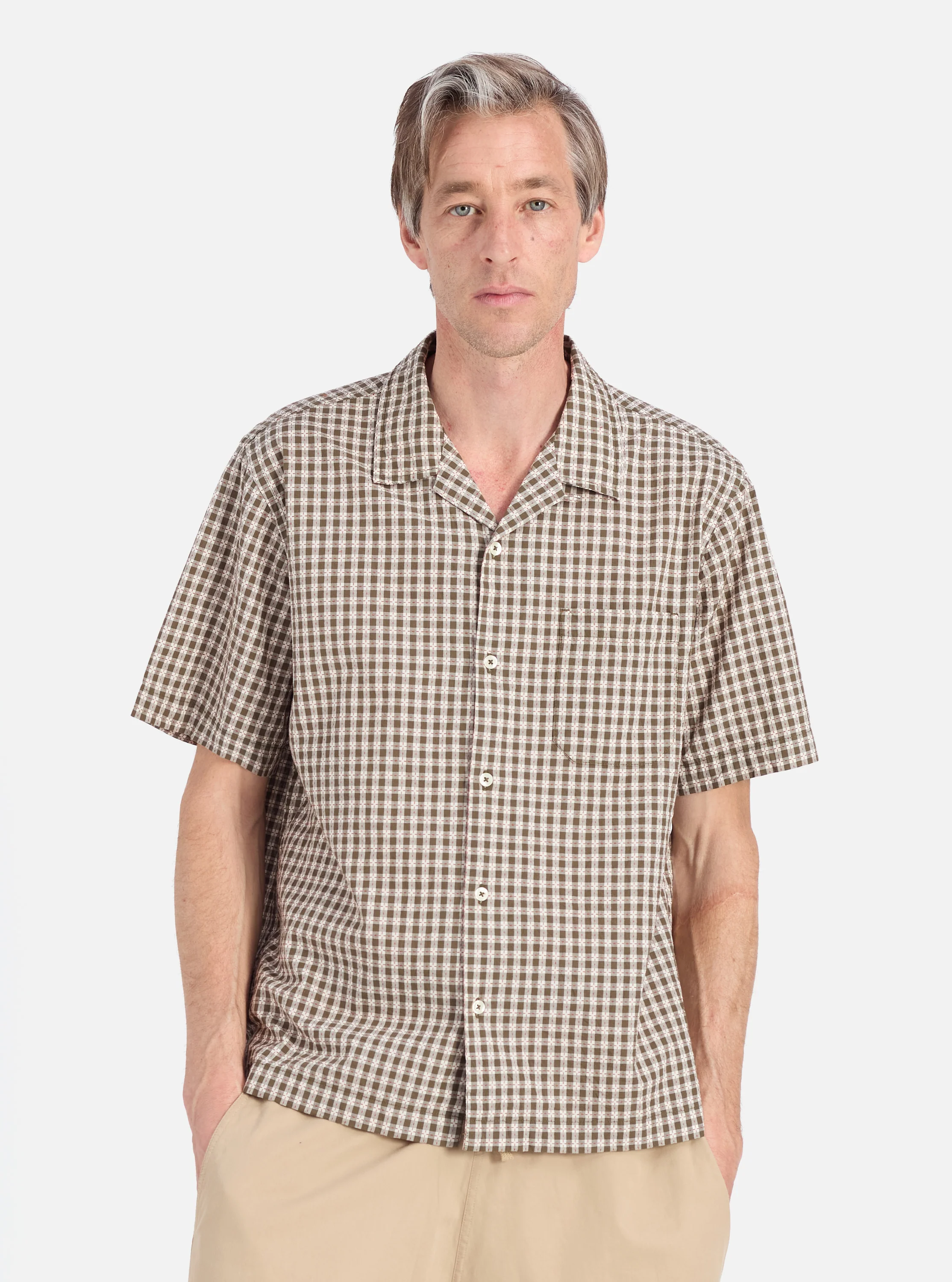 Olive Dobby Check Road Shirt - Image 2