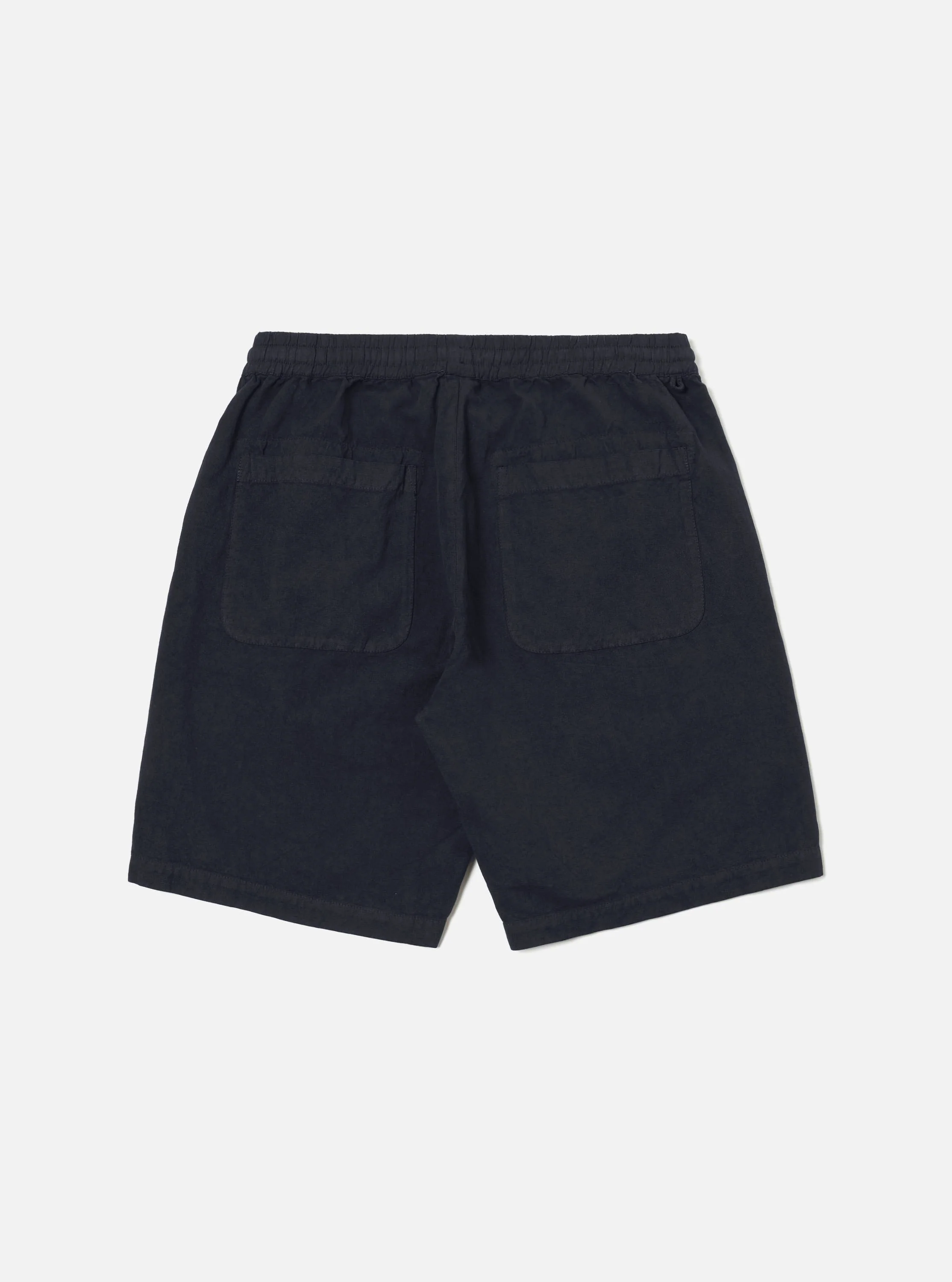 Navy Linen Slub Weave Simple Short - Image 3