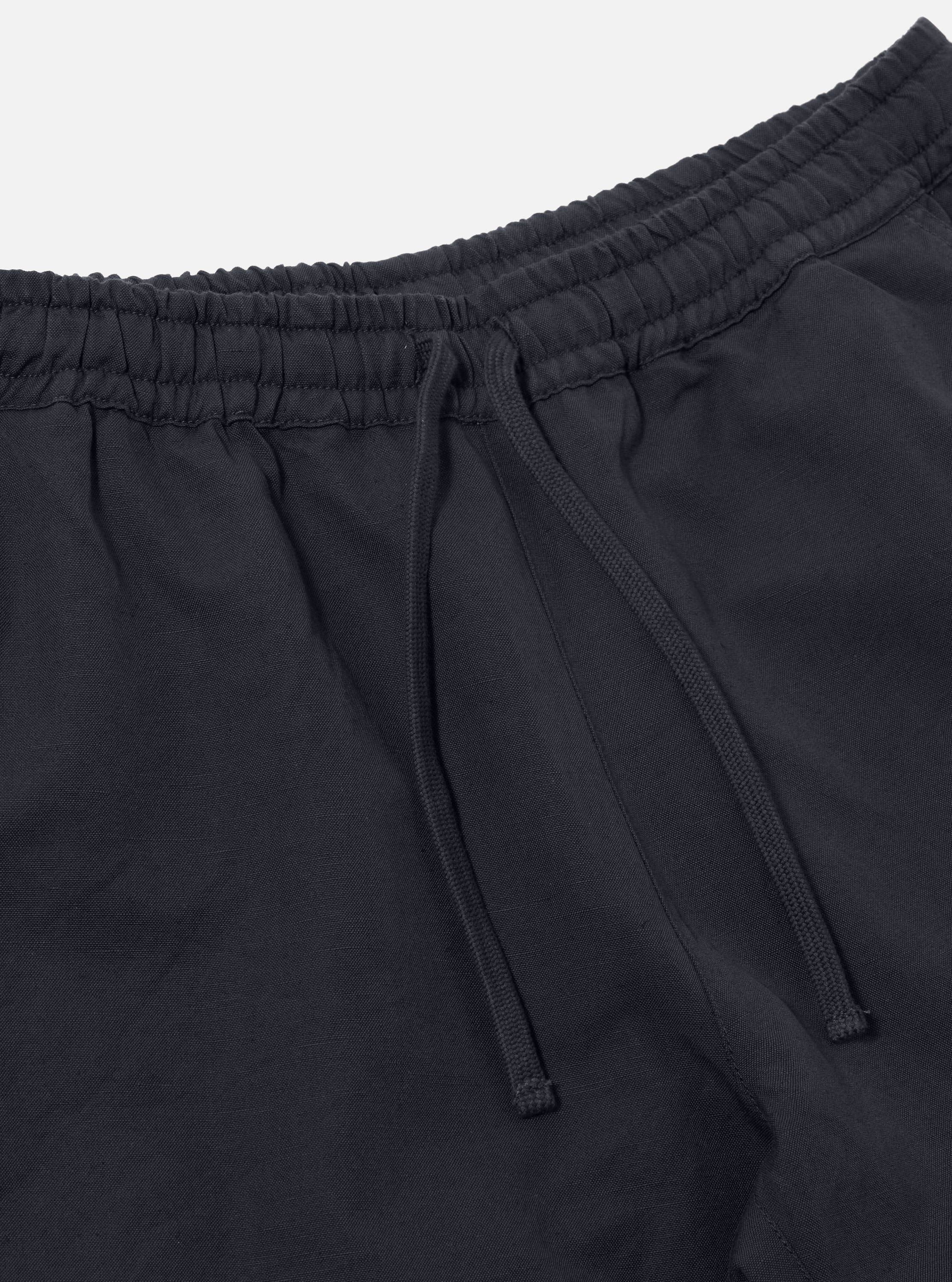 Navy Linen Slub Weave Simple Short - Image 4
