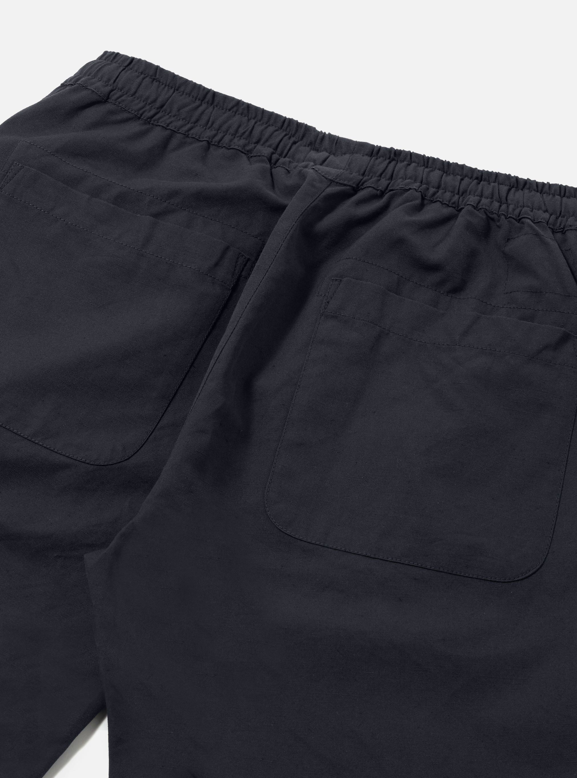 Navy Linen Slub Weave Simple Short - Image 5