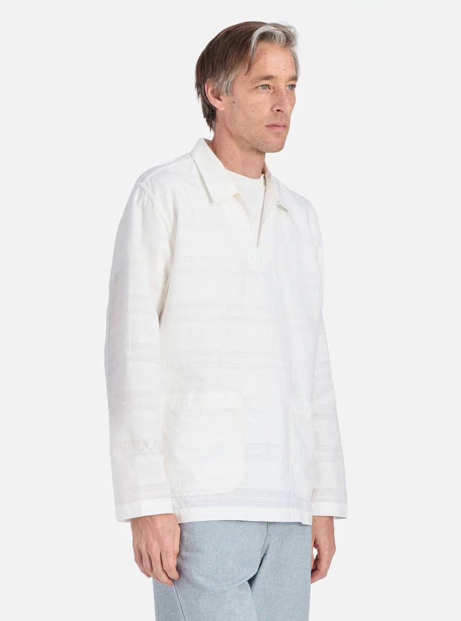 Ecru Deffe Self Stripe Smock Overshirt - Image 2