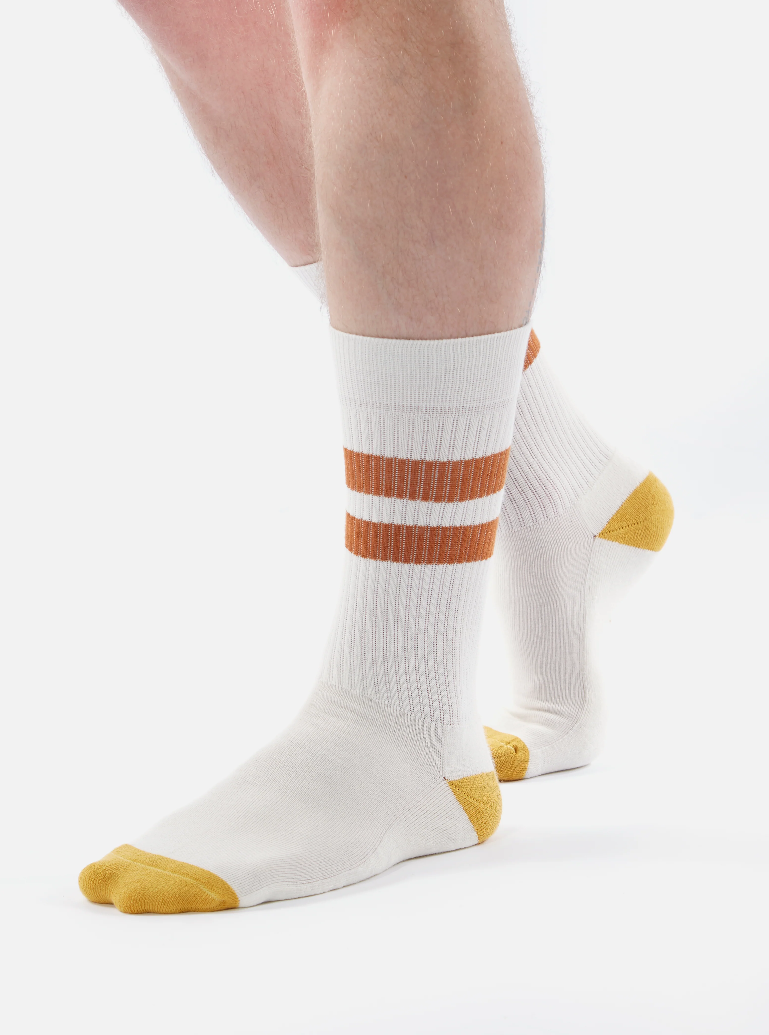 Ecru/Orange Cotton Rib Sport Sock - Image 3