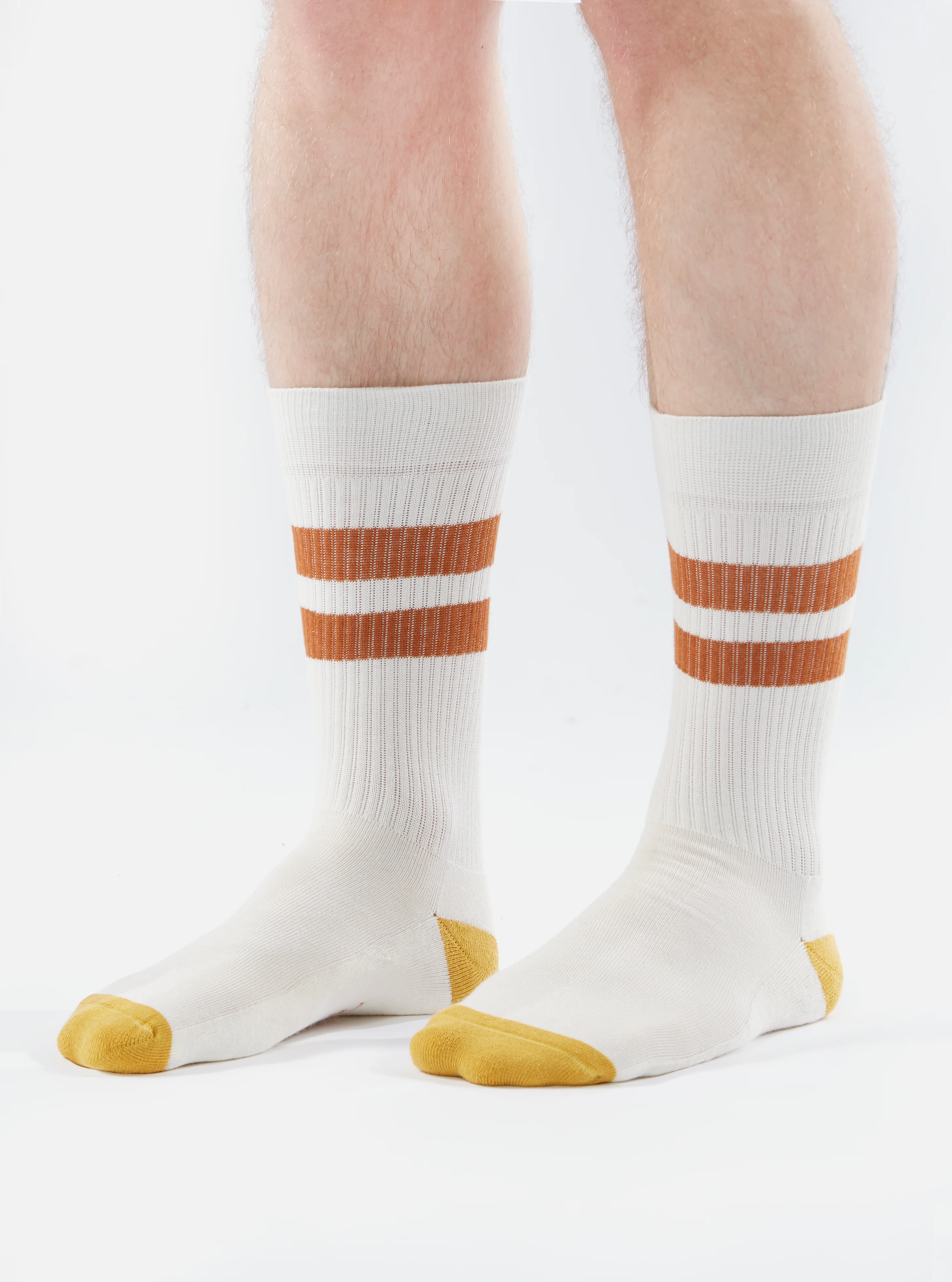 Ecru/Orange Cotton Rib Sport Sock - Image 4
