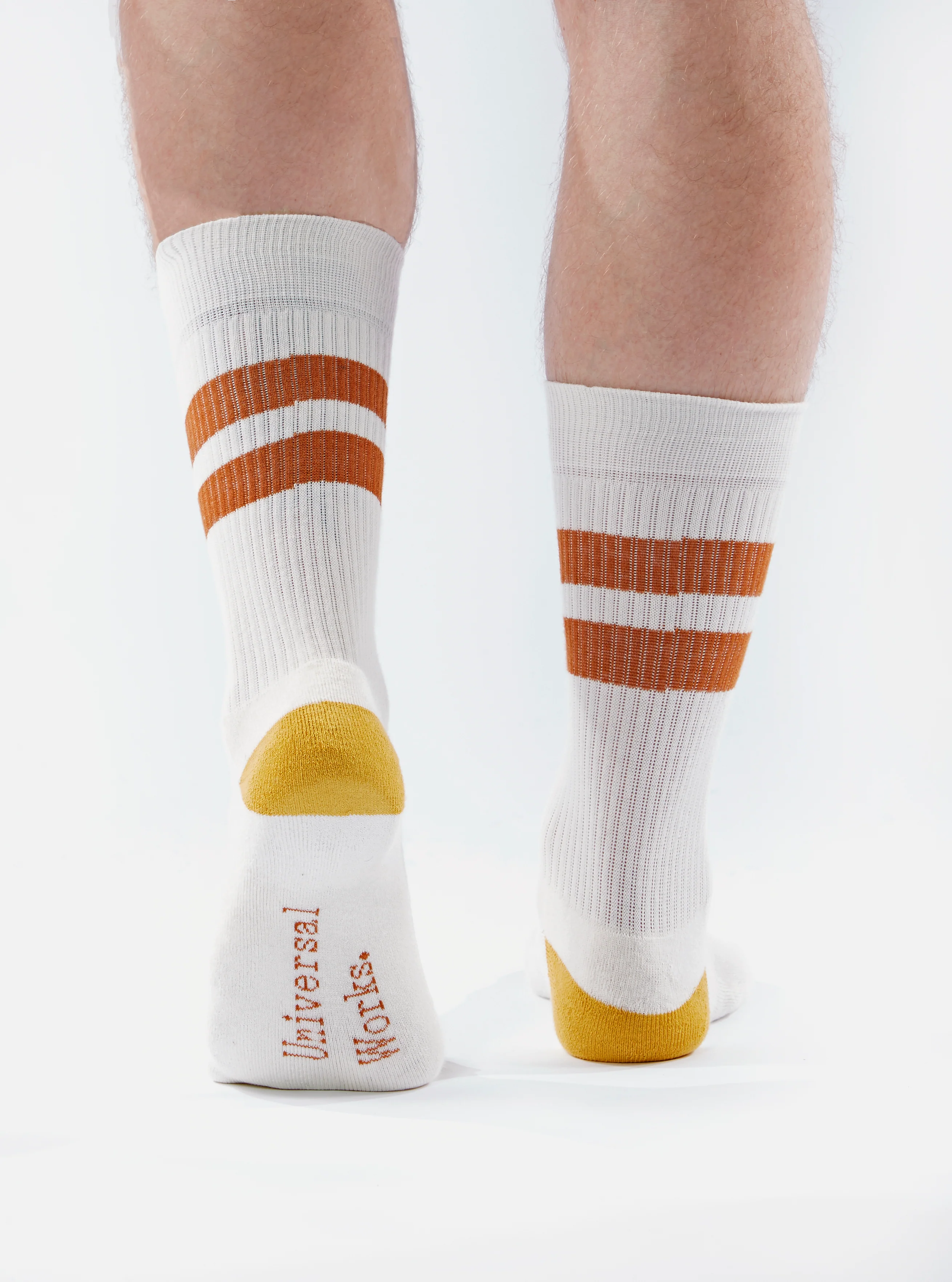 Ecru/Orange Cotton Rib Sport Sock - Image 5