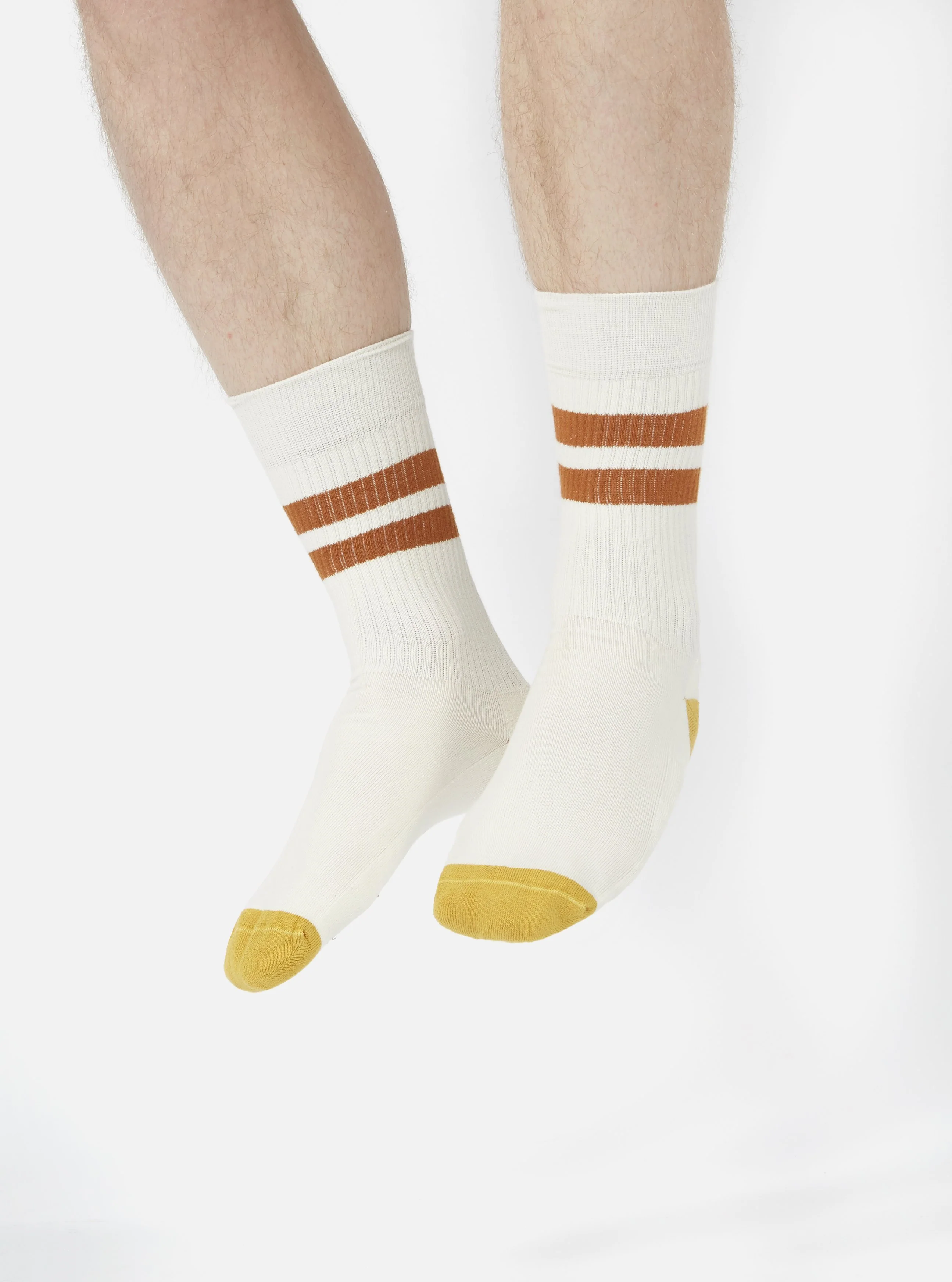 Ecru/Orange Cotton Rib Sport Sock - Image 6