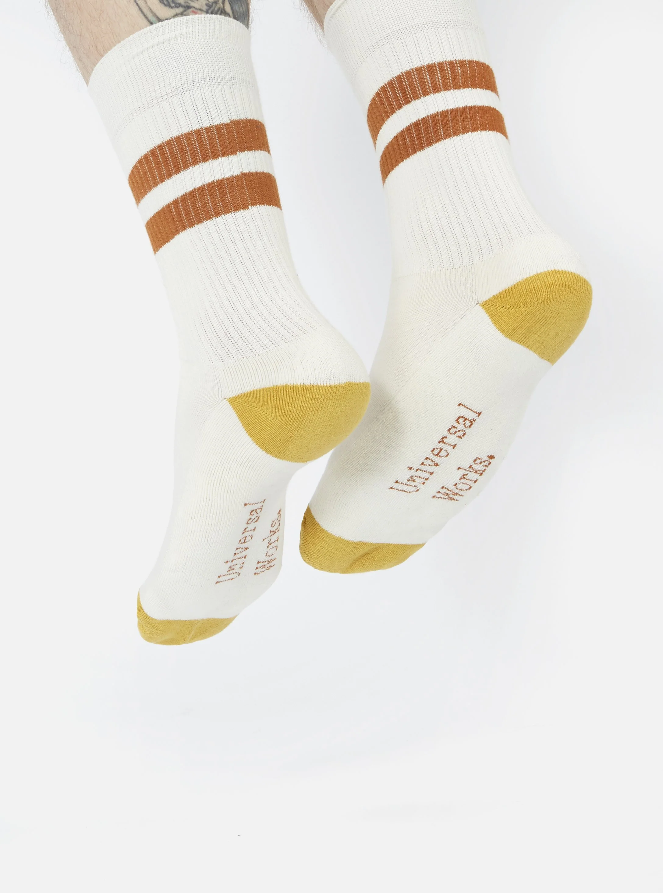 Ecru/Orange Cotton Rib Sport Sock - Image 7