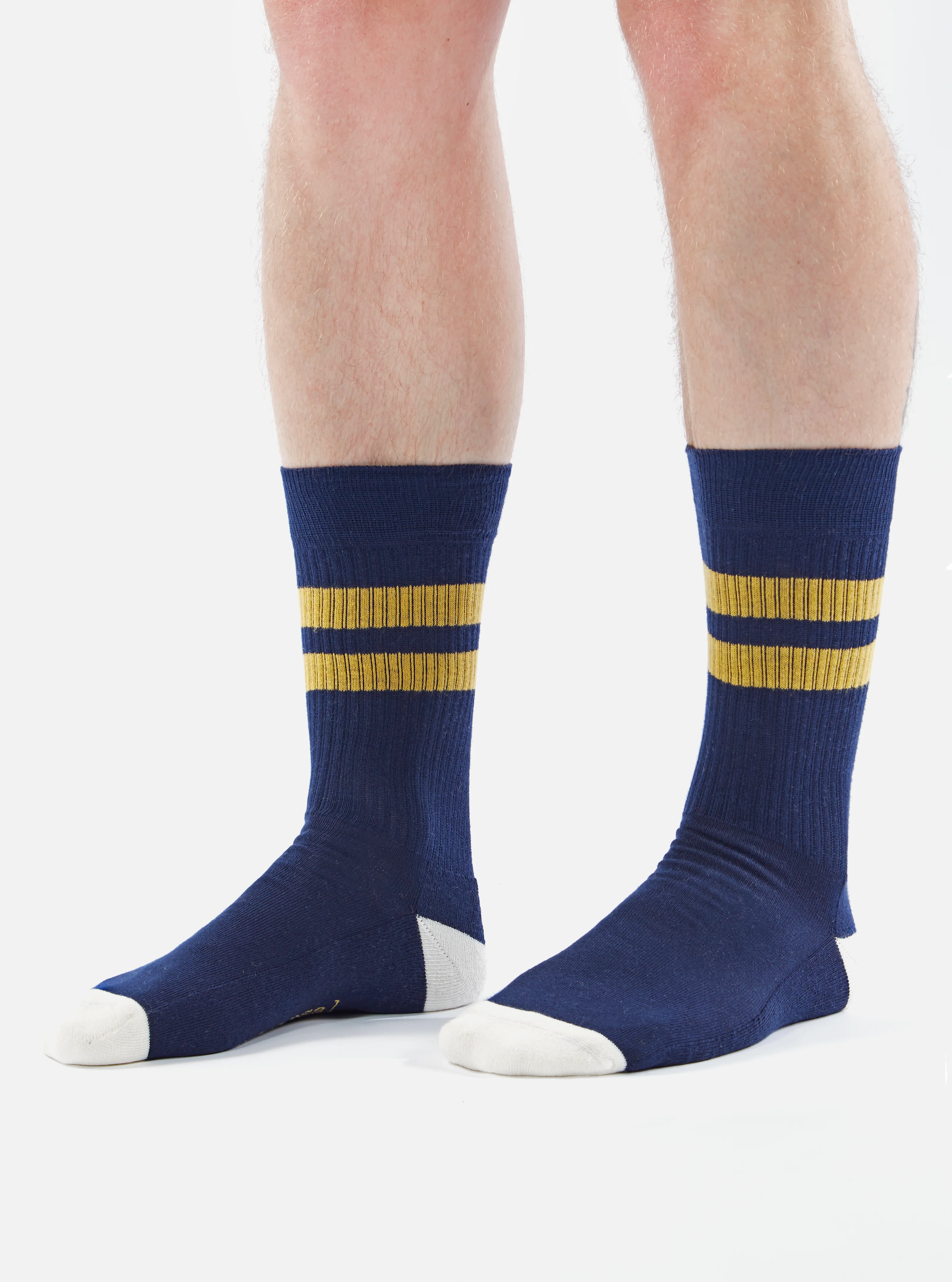 Navy/Yellow Cotton Rib Sport Sock - Image 3