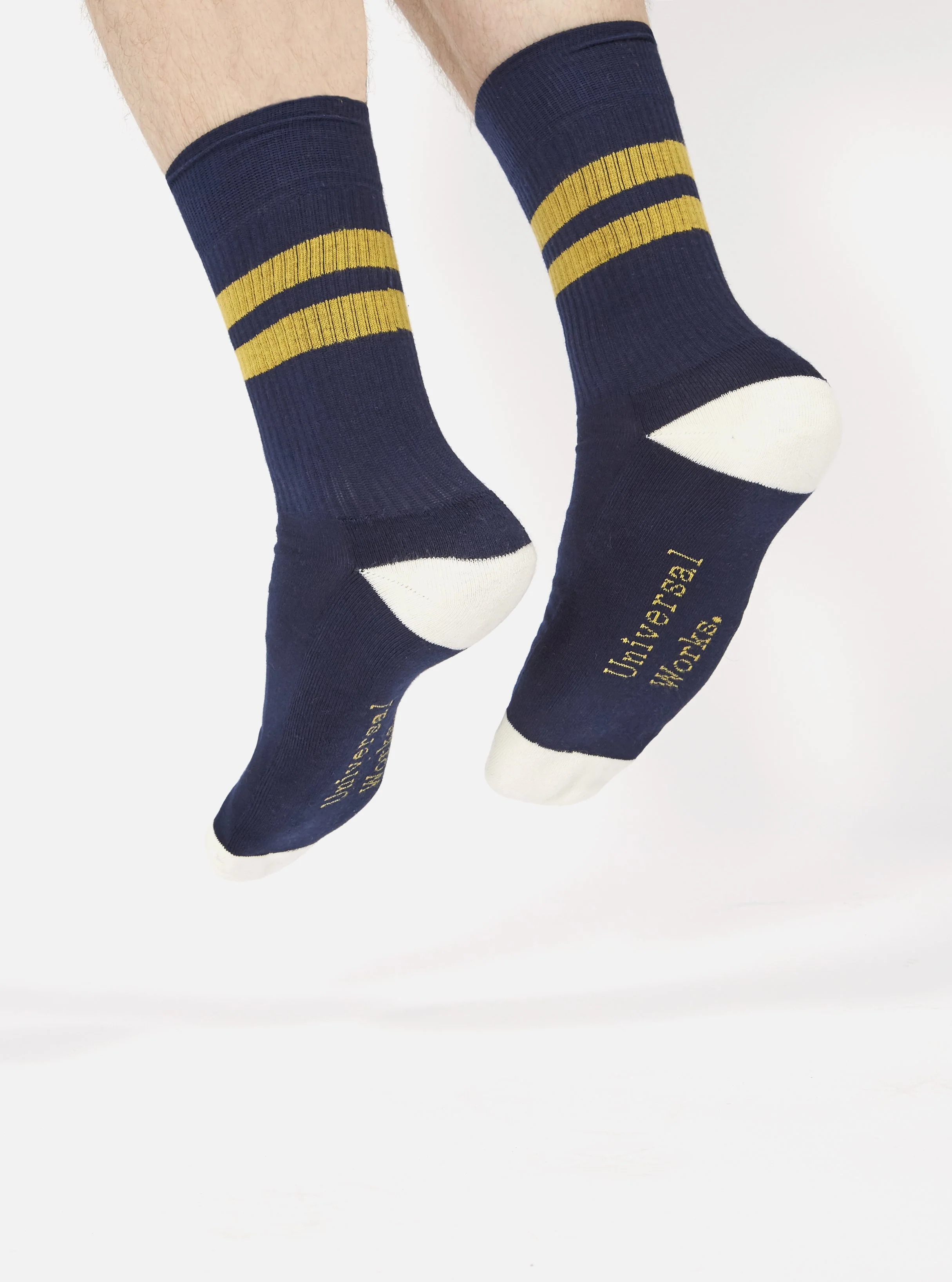 Navy/Yellow Cotton Rib Sport Sock - Image 4