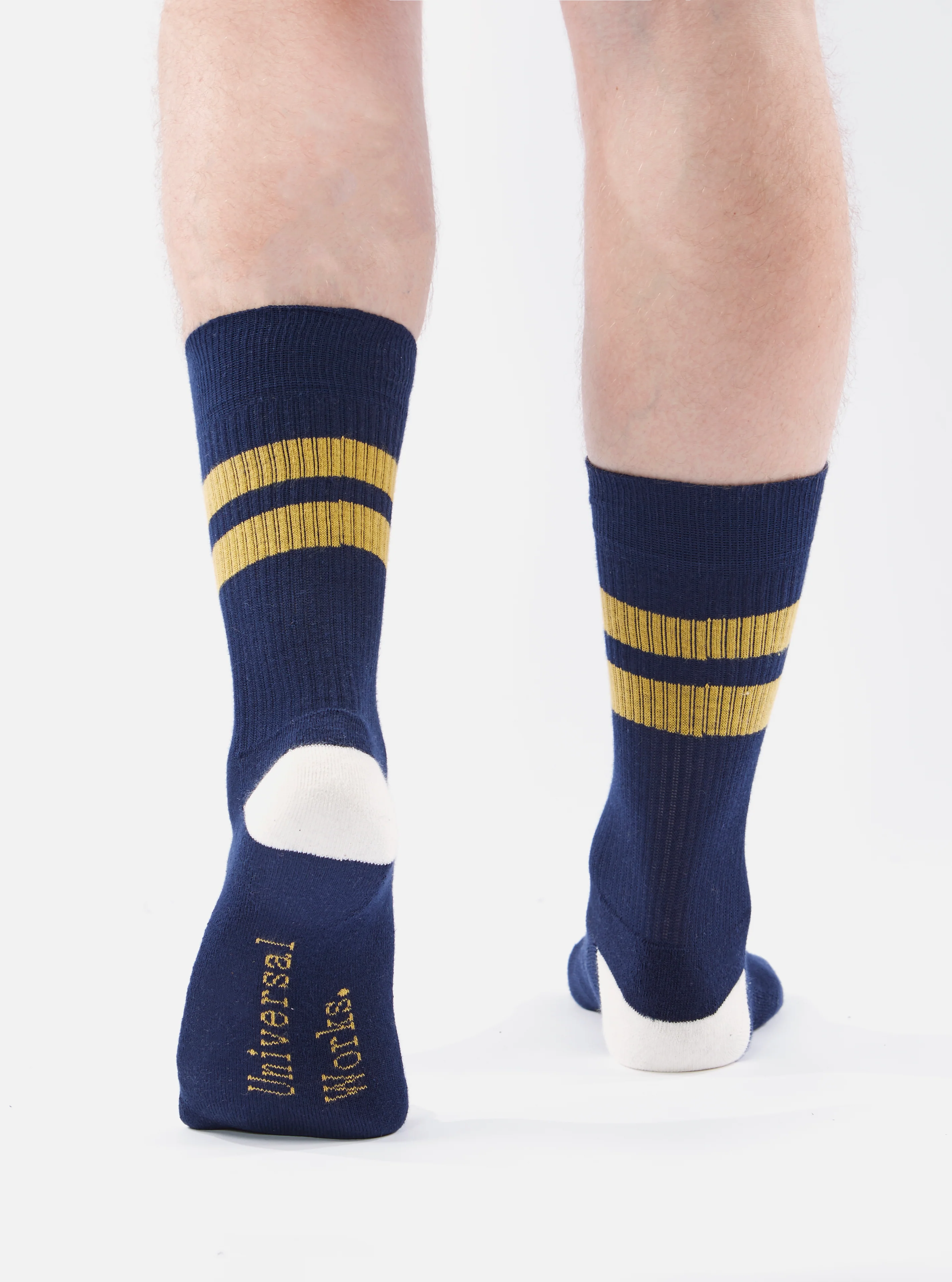 Navy/Yellow Cotton Rib Sport Sock - Image 5