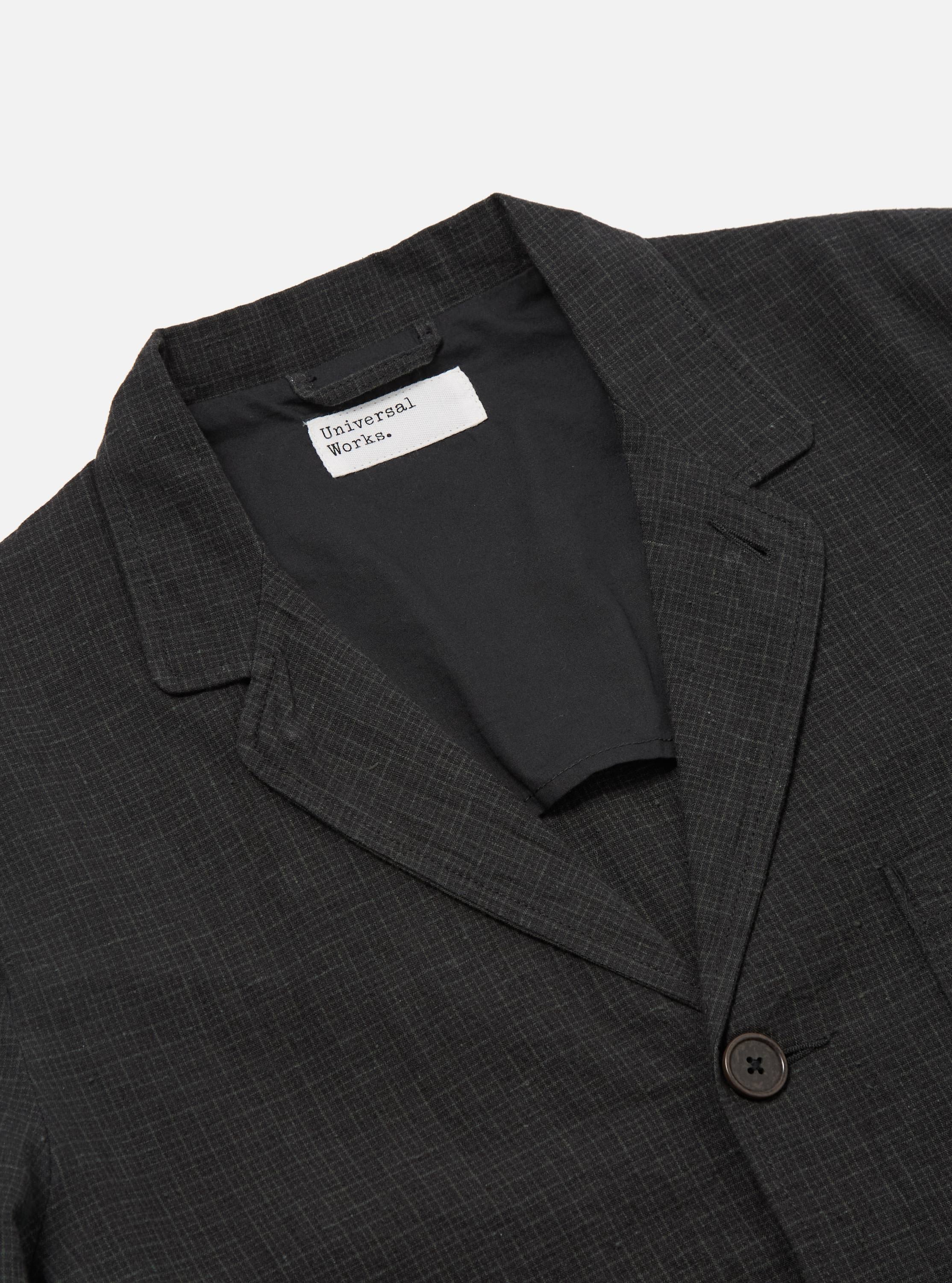 Charcoal Fine Linen Mix Three Button Jacket - Image 5