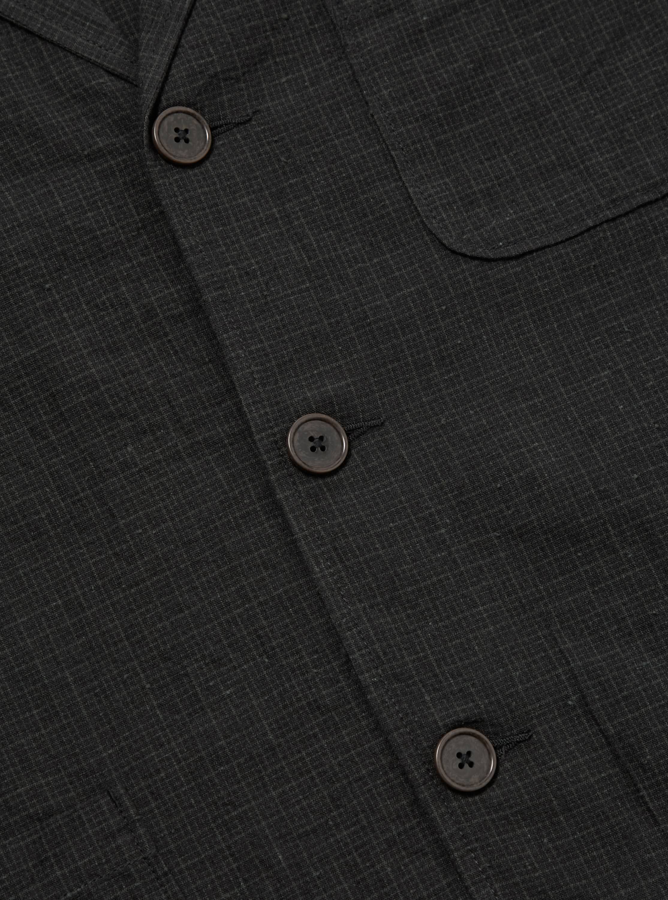 Charcoal Fine Linen Mix Three Button Jacket - Image 6