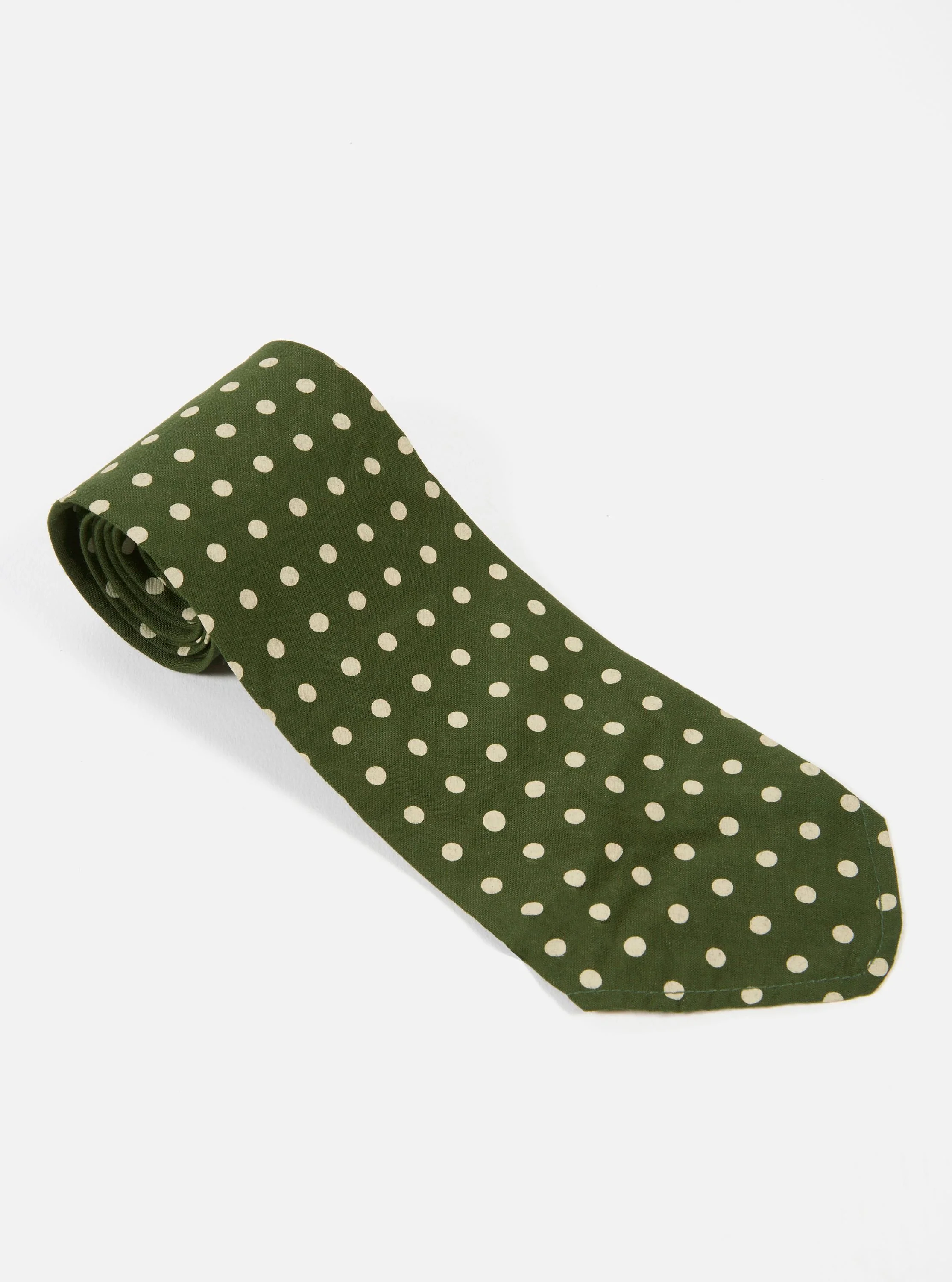 Olive Dot Print Tie - Image 2