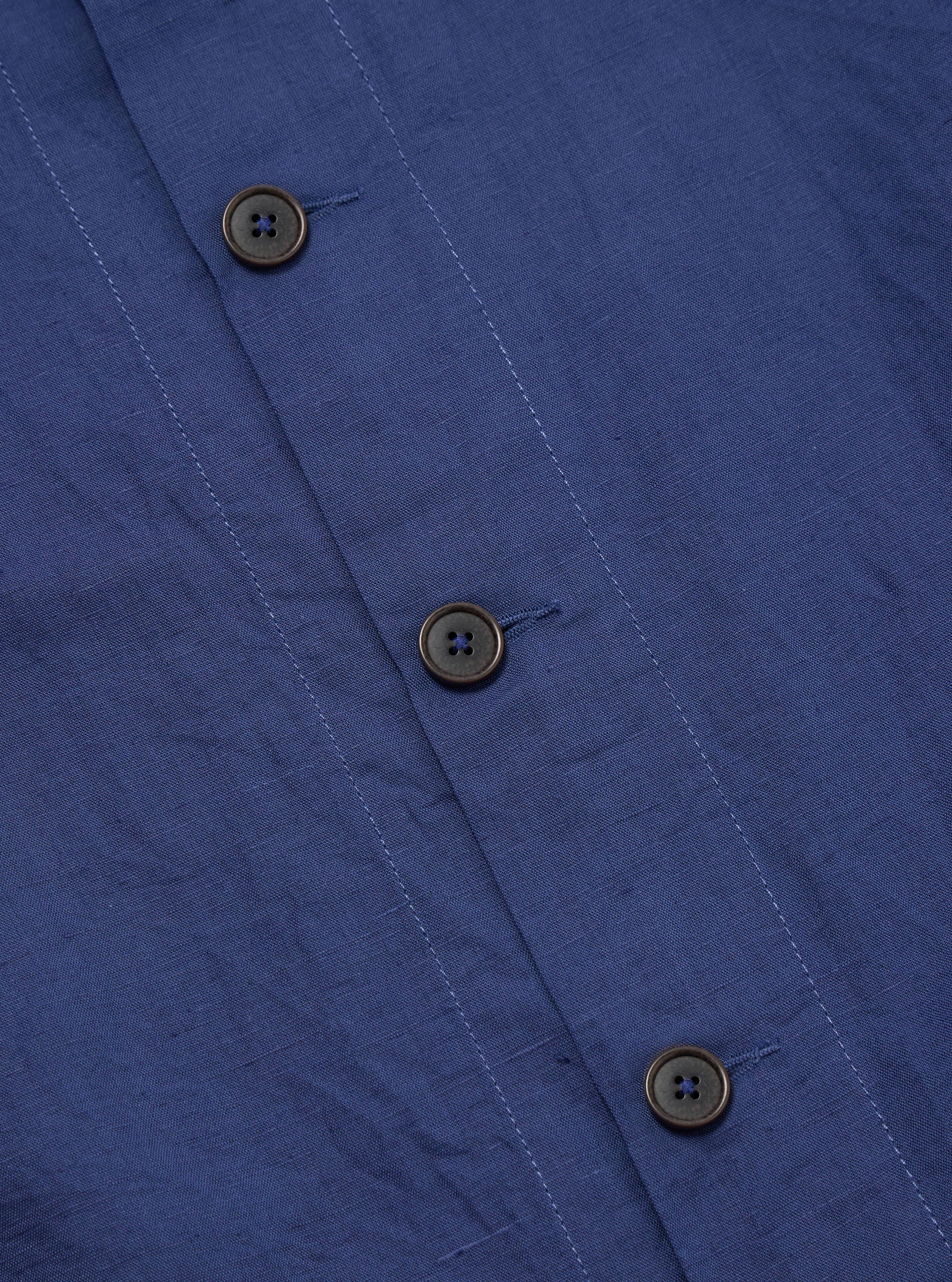 Blue Linen Cotton Shirting Travail Overshirt - Image 6