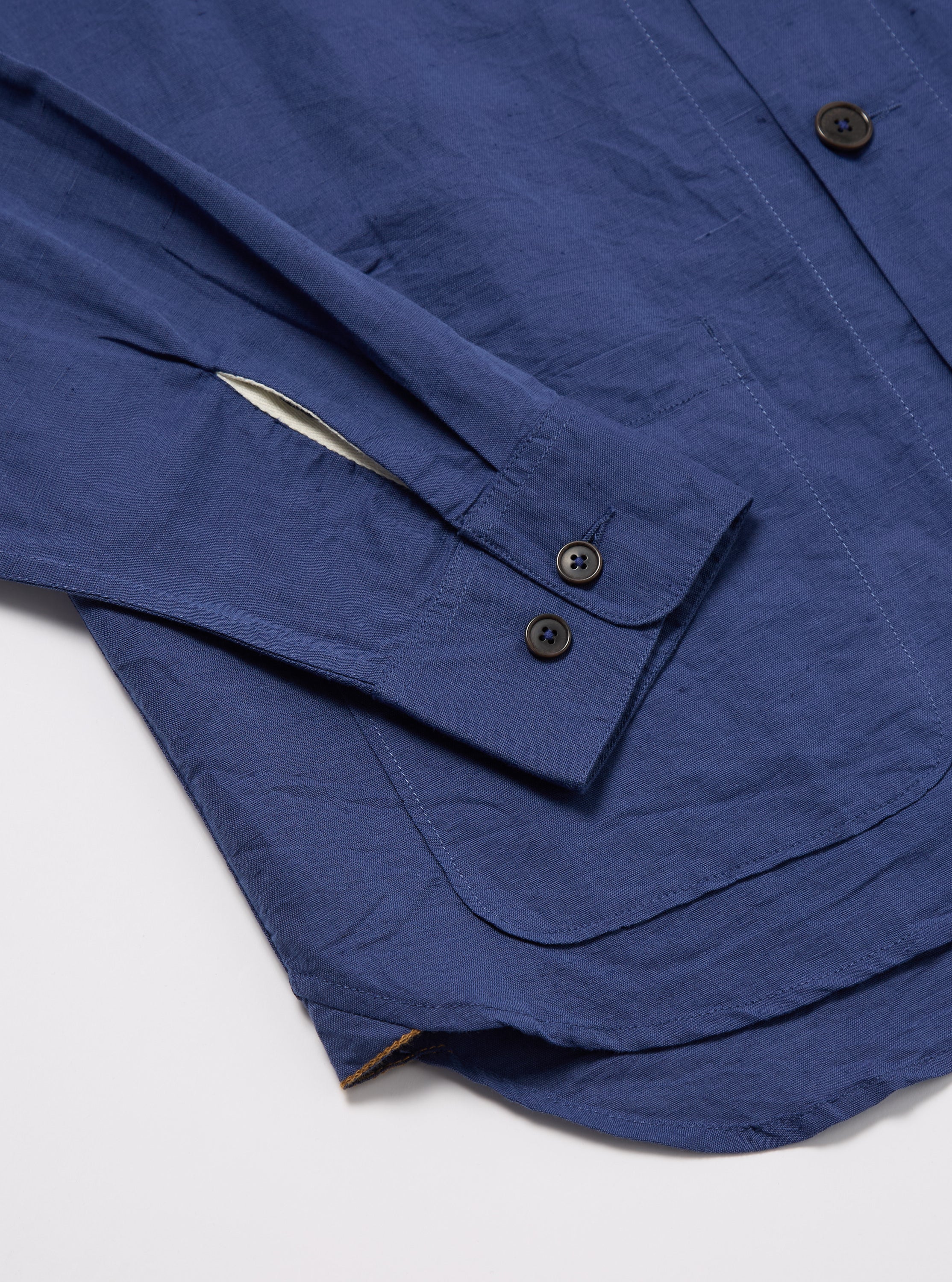 Blue Linen Cotton Shirting Travail Overshirt - Image 7